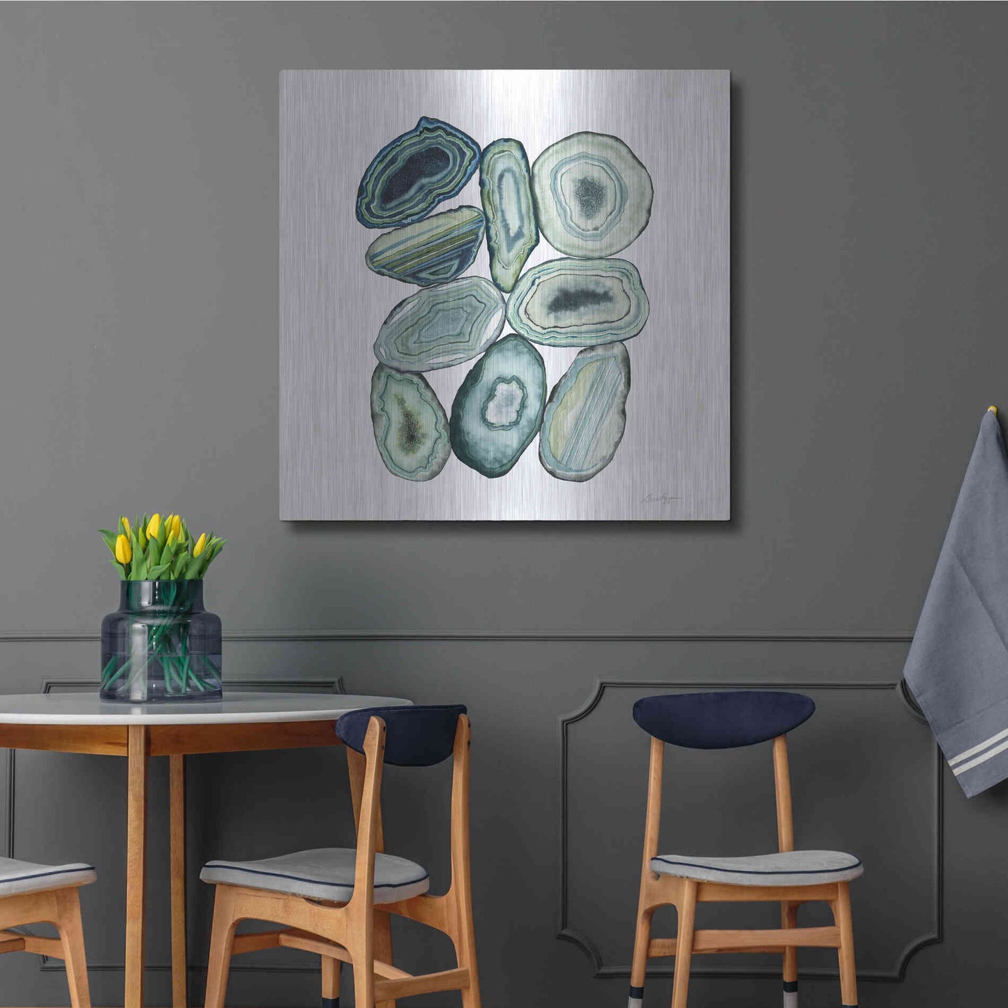 Luxe Metal Art 'Stacked Agate II' by Grace Popp Metal Wall Art,36x36