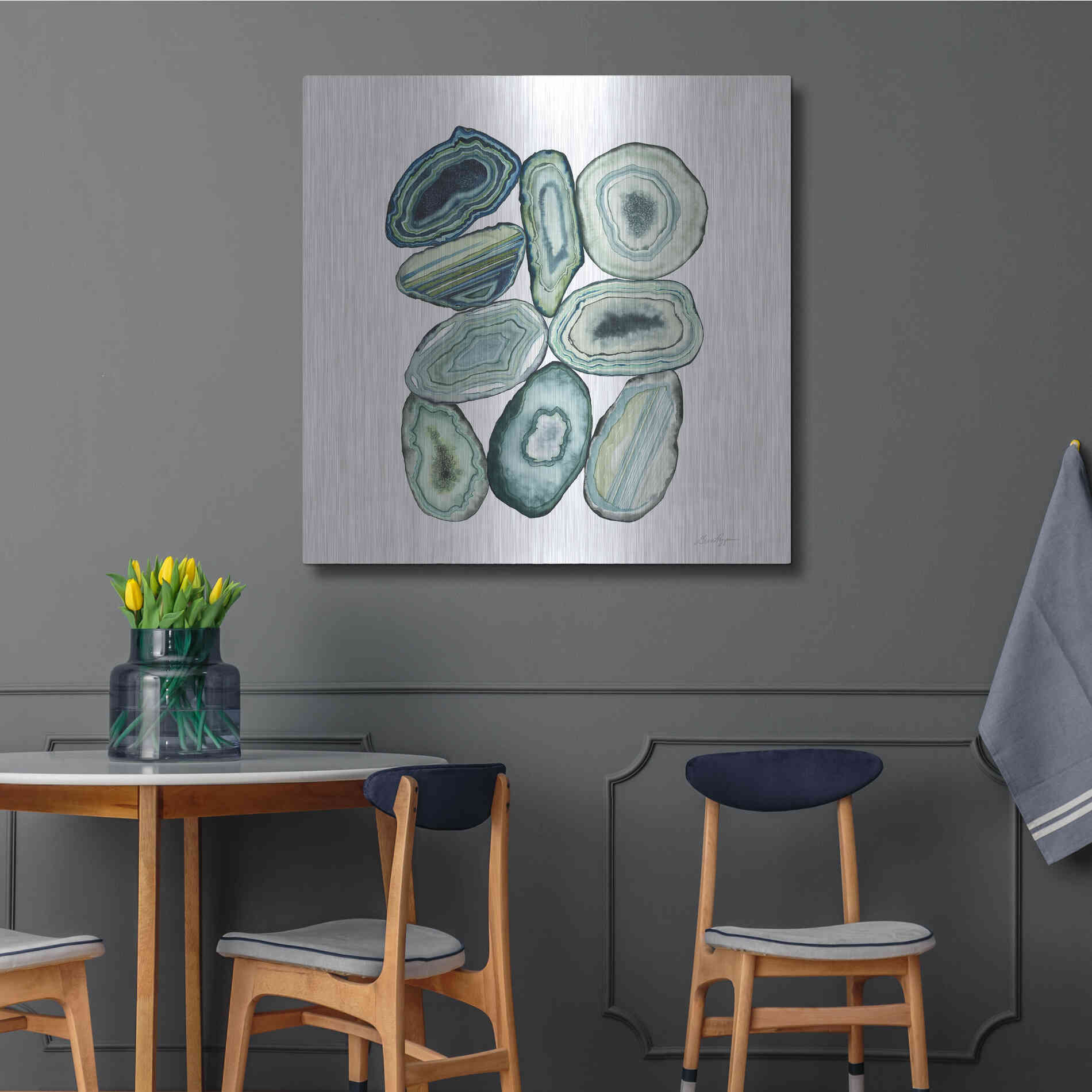 Luxe Metal Art 'Stacked Agate II' by Grace Popp Metal Wall Art,36x36