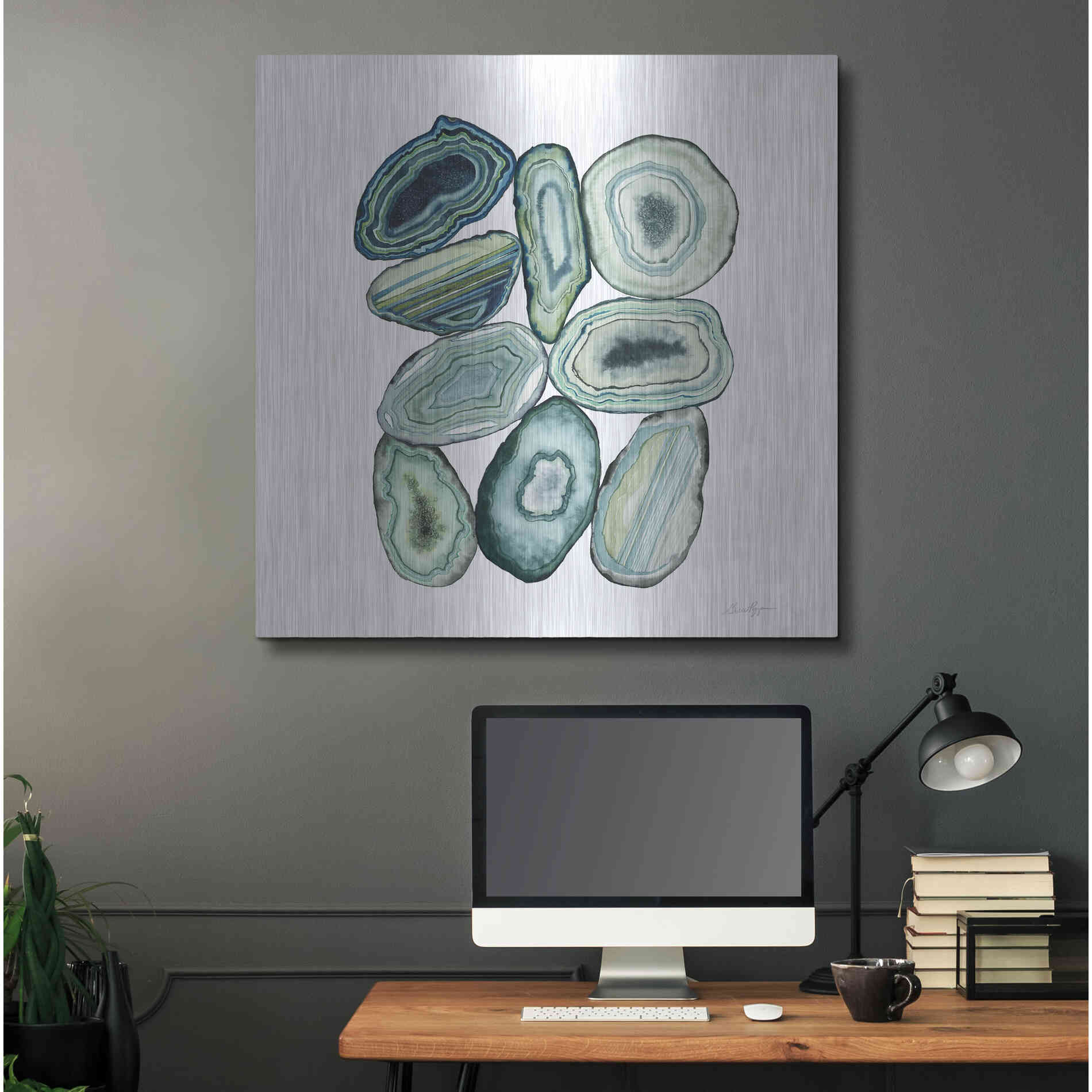 Luxe Metal Art 'Stacked Agate II' by Grace Popp Metal Wall Art,36x36