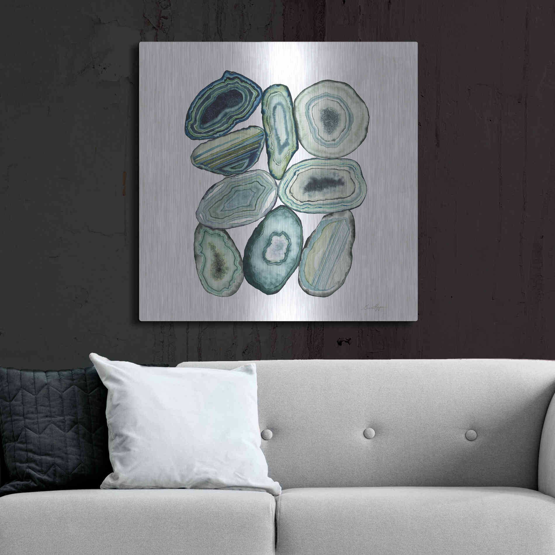 Luxe Metal Art 'Stacked Agate II' by Grace Popp Metal Wall Art,36x36