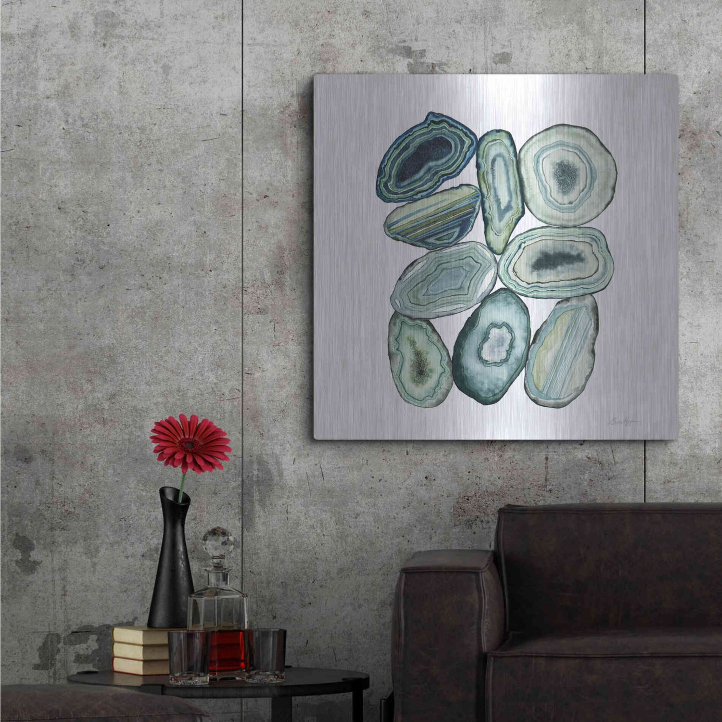 Luxe Metal Art 'Stacked Agate II' by Grace Popp Metal Wall Art,36x36