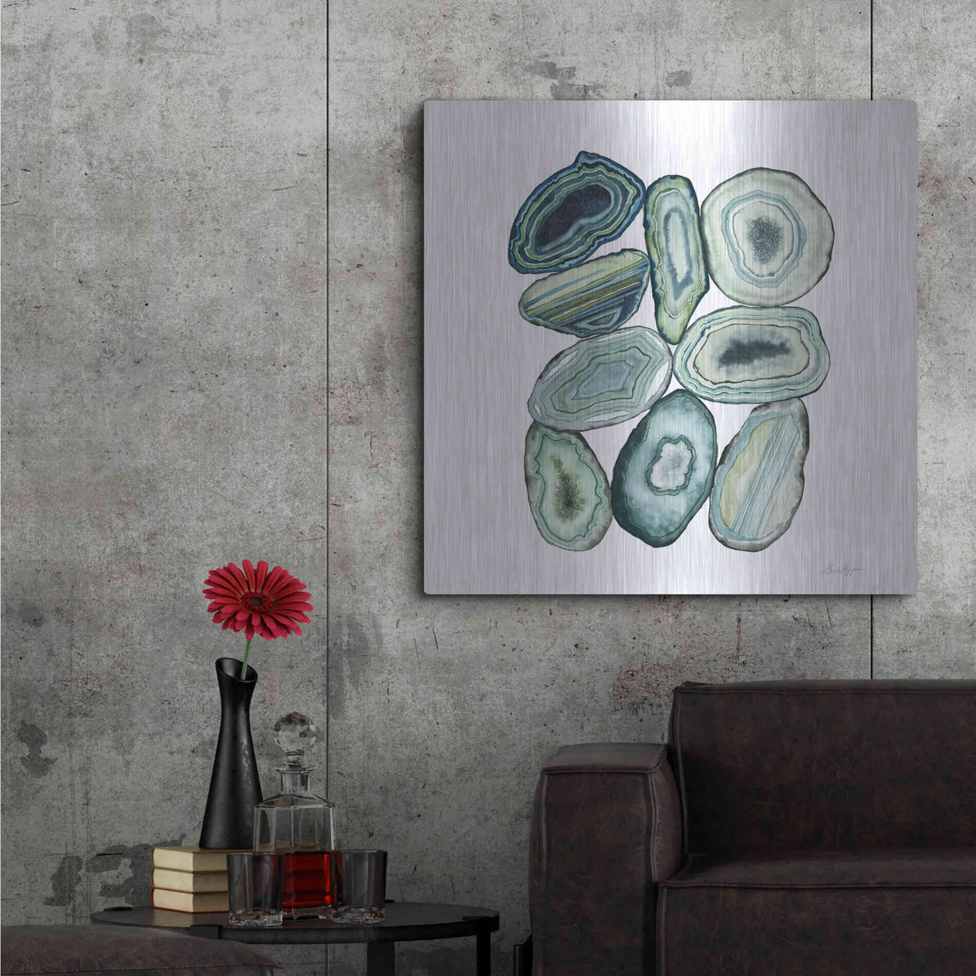 Luxe Metal Art 'Stacked Agate II' by Grace Popp Metal Wall Art,36x36