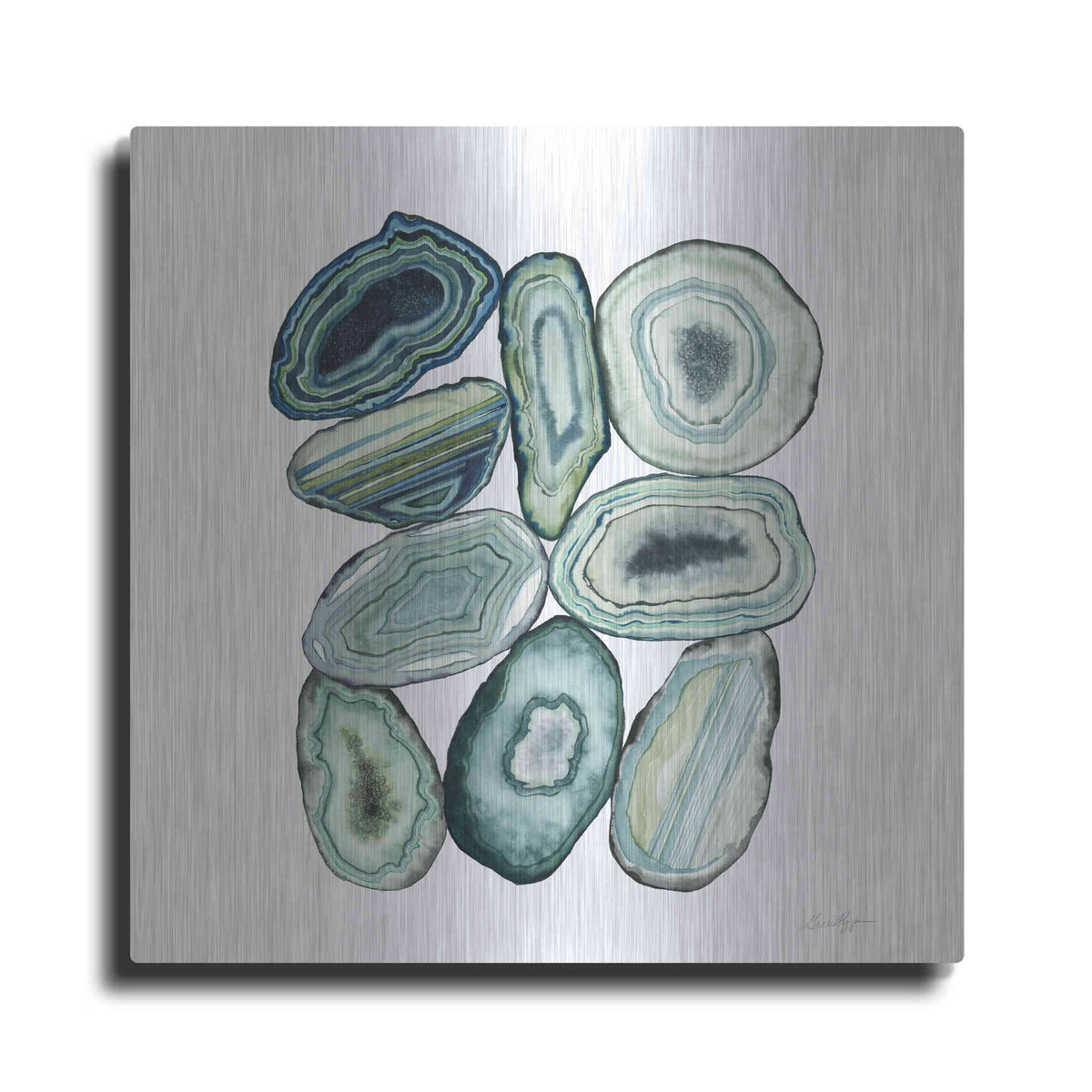 Luxe Metal Art 'Stacked Agate II' by Grace Popp Metal Wall Art