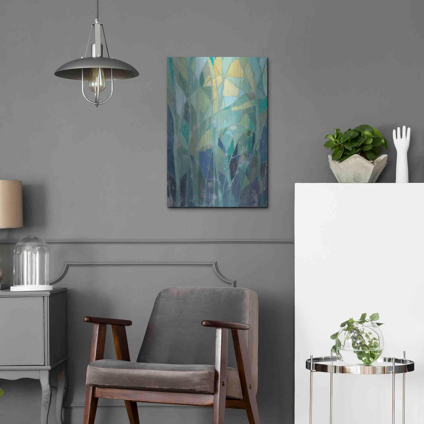 Luxe Metal Art 'Stained Glass Forest I' by Grace Popp Metal Wall Art,16x24