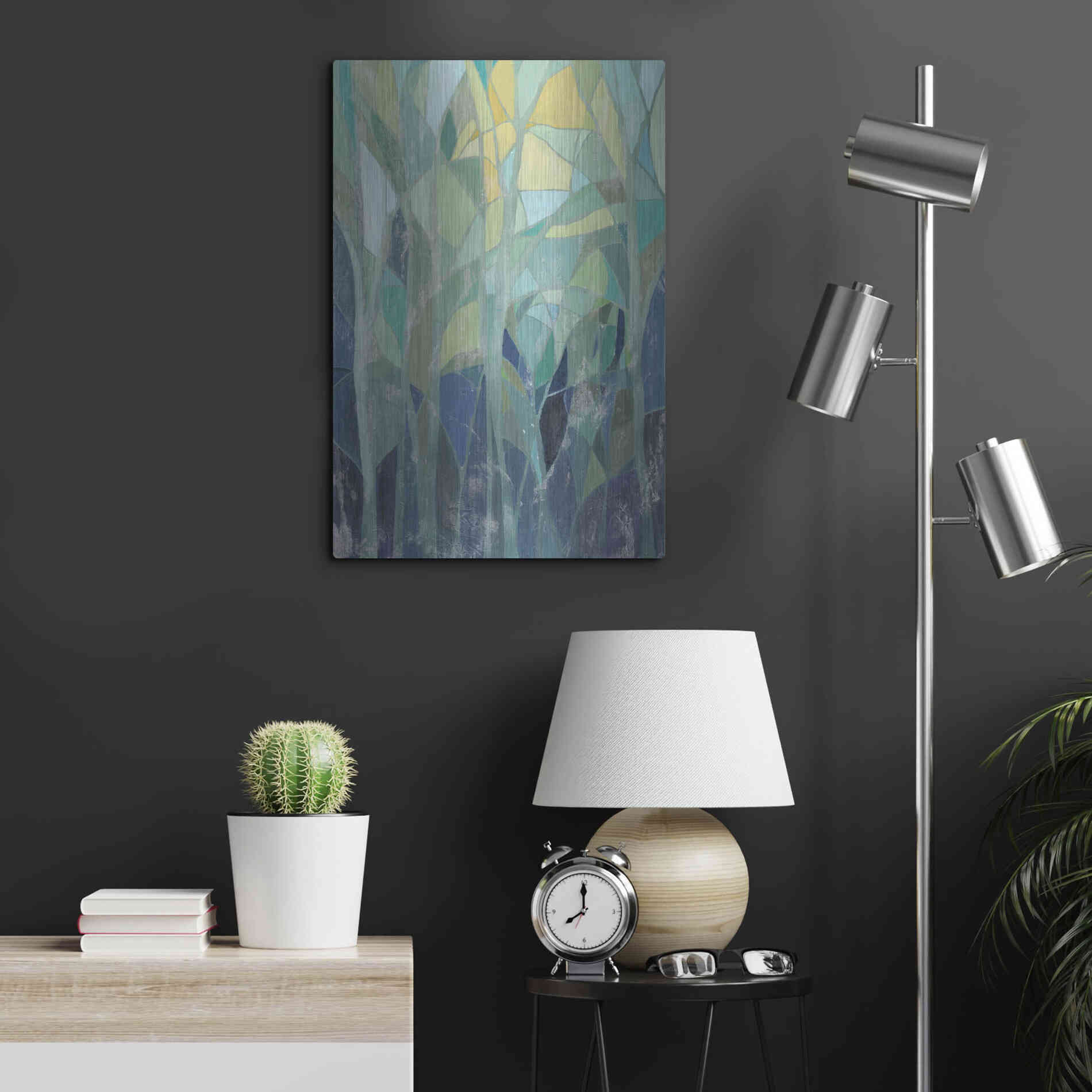 Luxe Metal Art 'Stained Glass Forest I' by Grace Popp Metal Wall Art,16x24