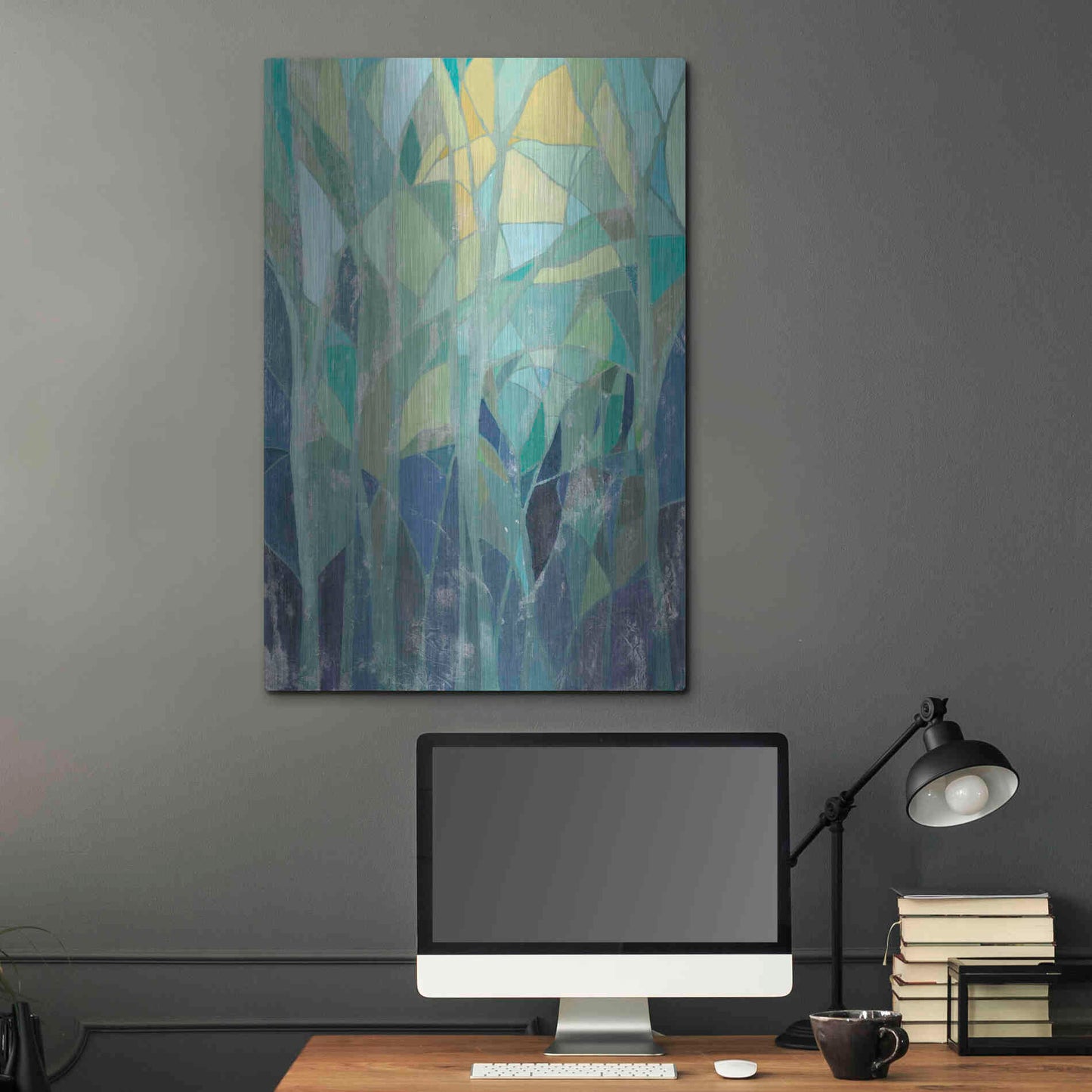 Luxe Metal Art 'Stained Glass Forest I' by Grace Popp Metal Wall Art,24x36