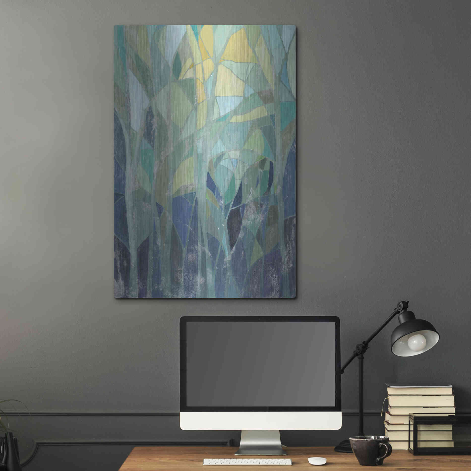 Luxe Metal Art 'Stained Glass Forest I' by Grace Popp Metal Wall Art,24x36