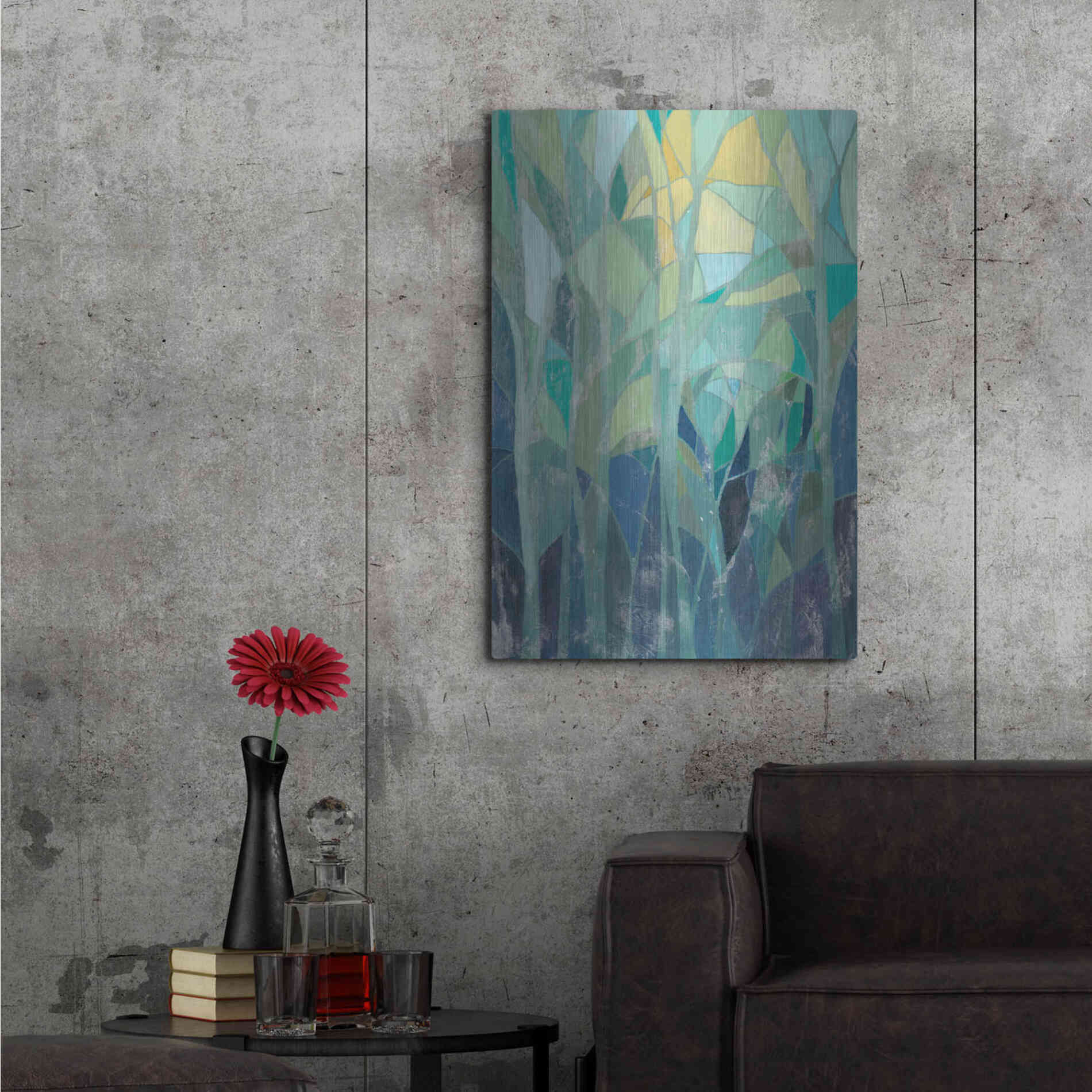 Luxe Metal Art 'Stained Glass Forest I' by Grace Popp Metal Wall Art,24x36