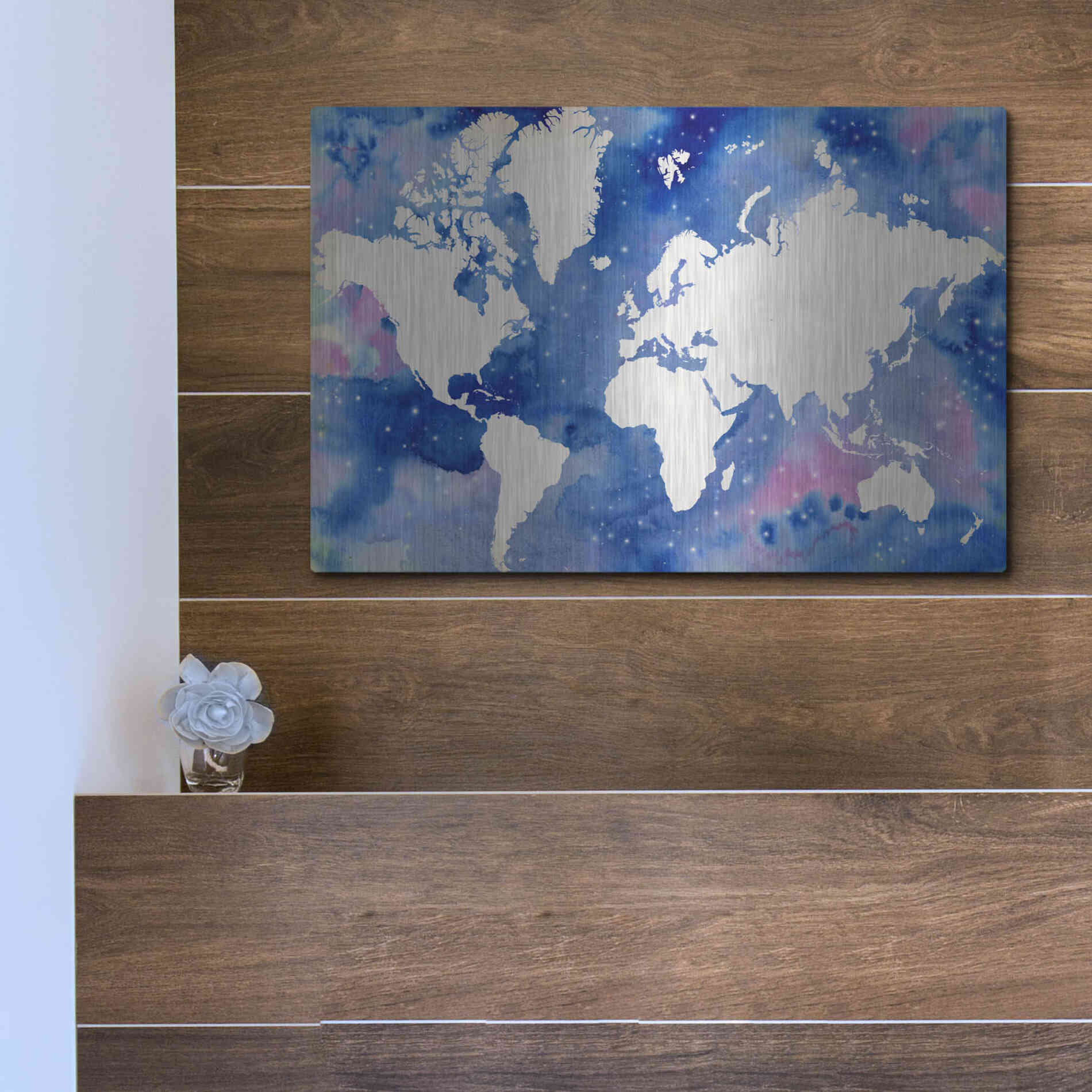 Luxe Metal Art 'Starry World' by Grace Popp Metal Wall Art,16x12