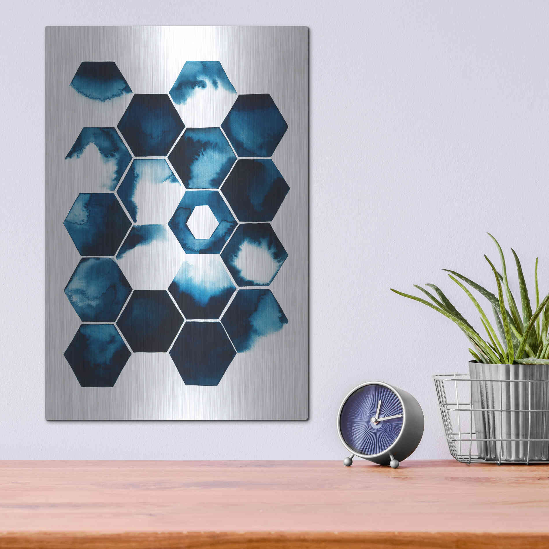Luxe Metal Art 'Stormy Geometry I' by Grace Popp Metal Wall Art,12x16