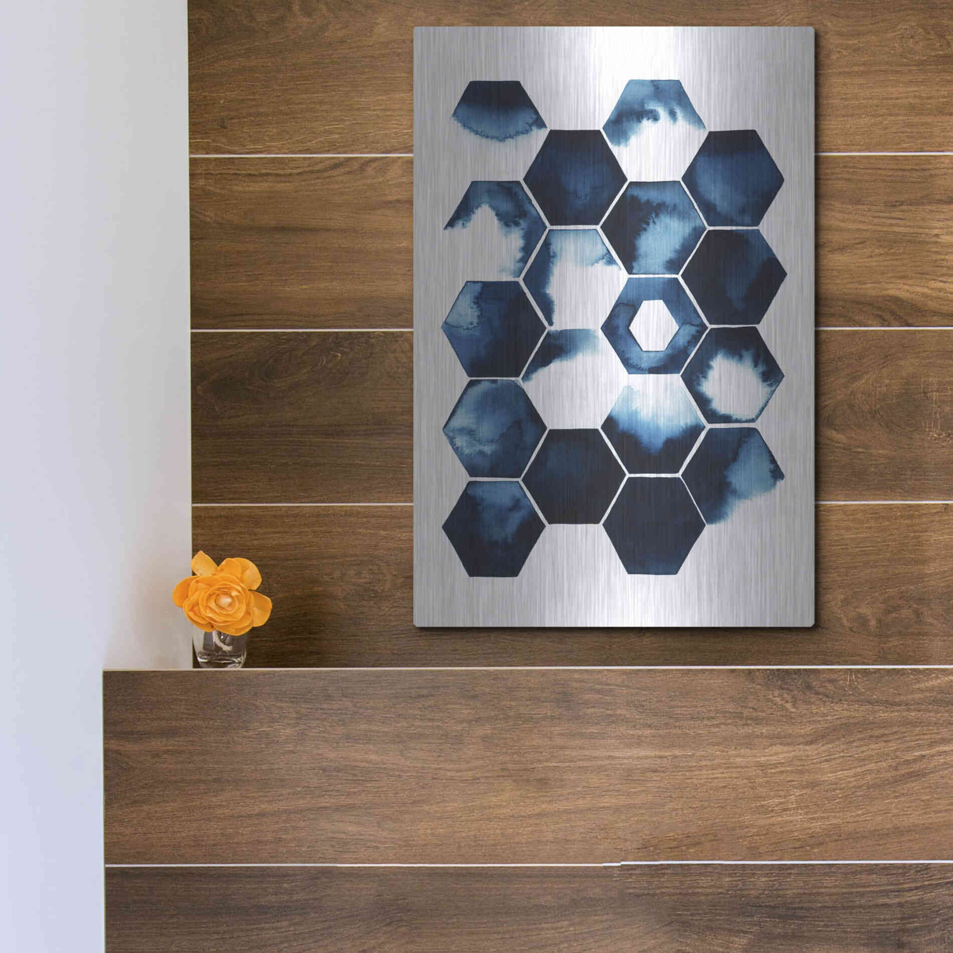 Luxe Metal Art 'Stormy Geometry I' by Grace Popp Metal Wall Art,12x16