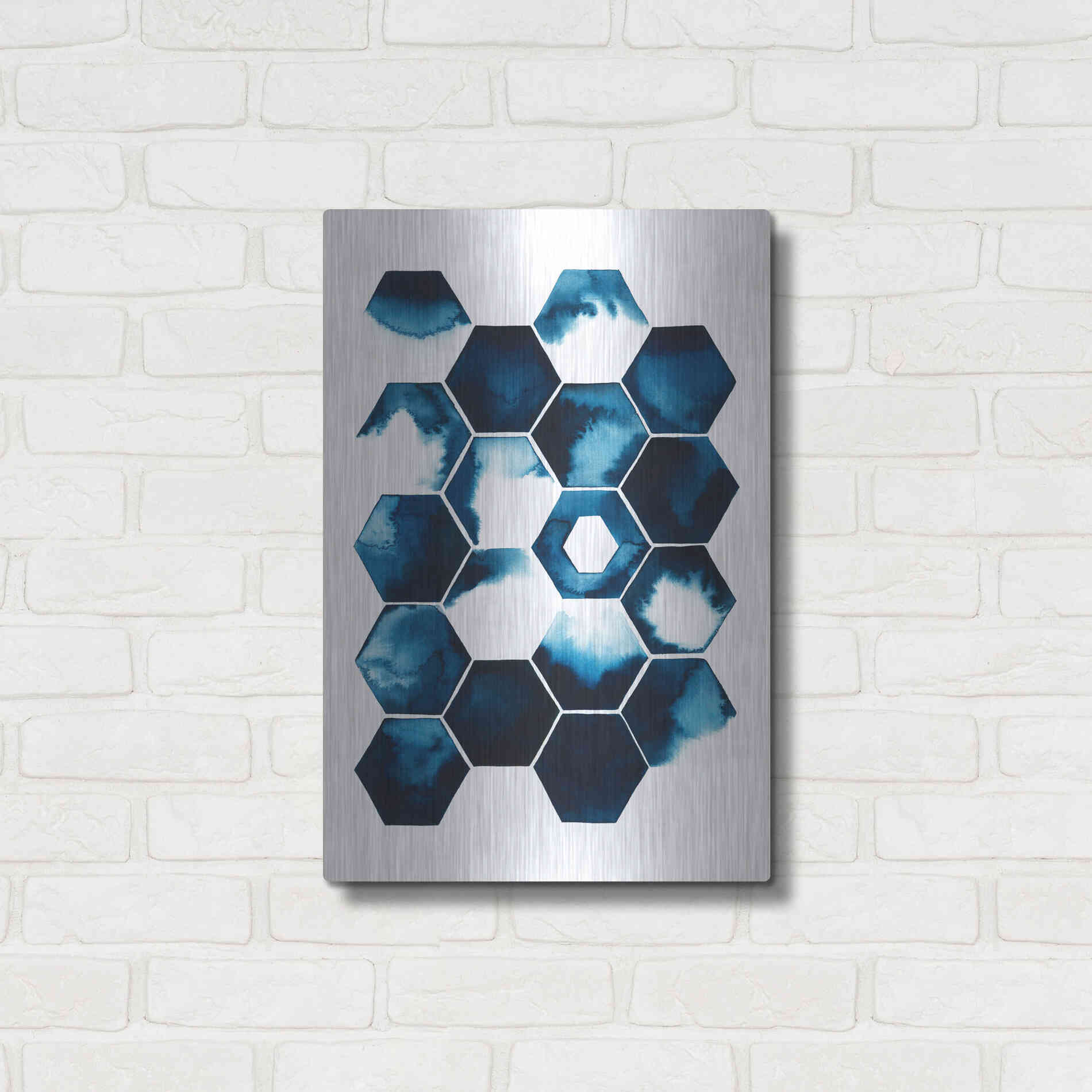 Luxe Metal Art 'Stormy Geometry I' by Grace Popp Metal Wall Art,16x24