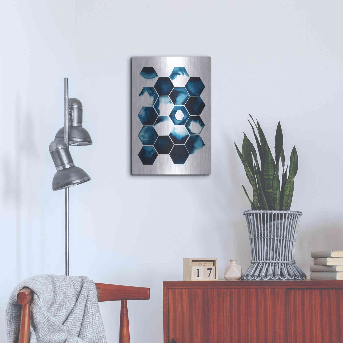 Luxe Metal Art 'Stormy Geometry I' by Grace Popp Metal Wall Art,16x24