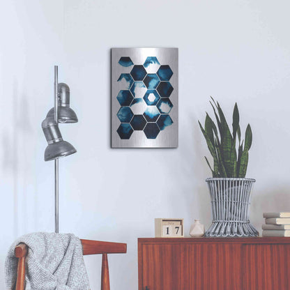 Luxe Metal Art 'Stormy Geometry I' by Grace Popp Metal Wall Art,16x24