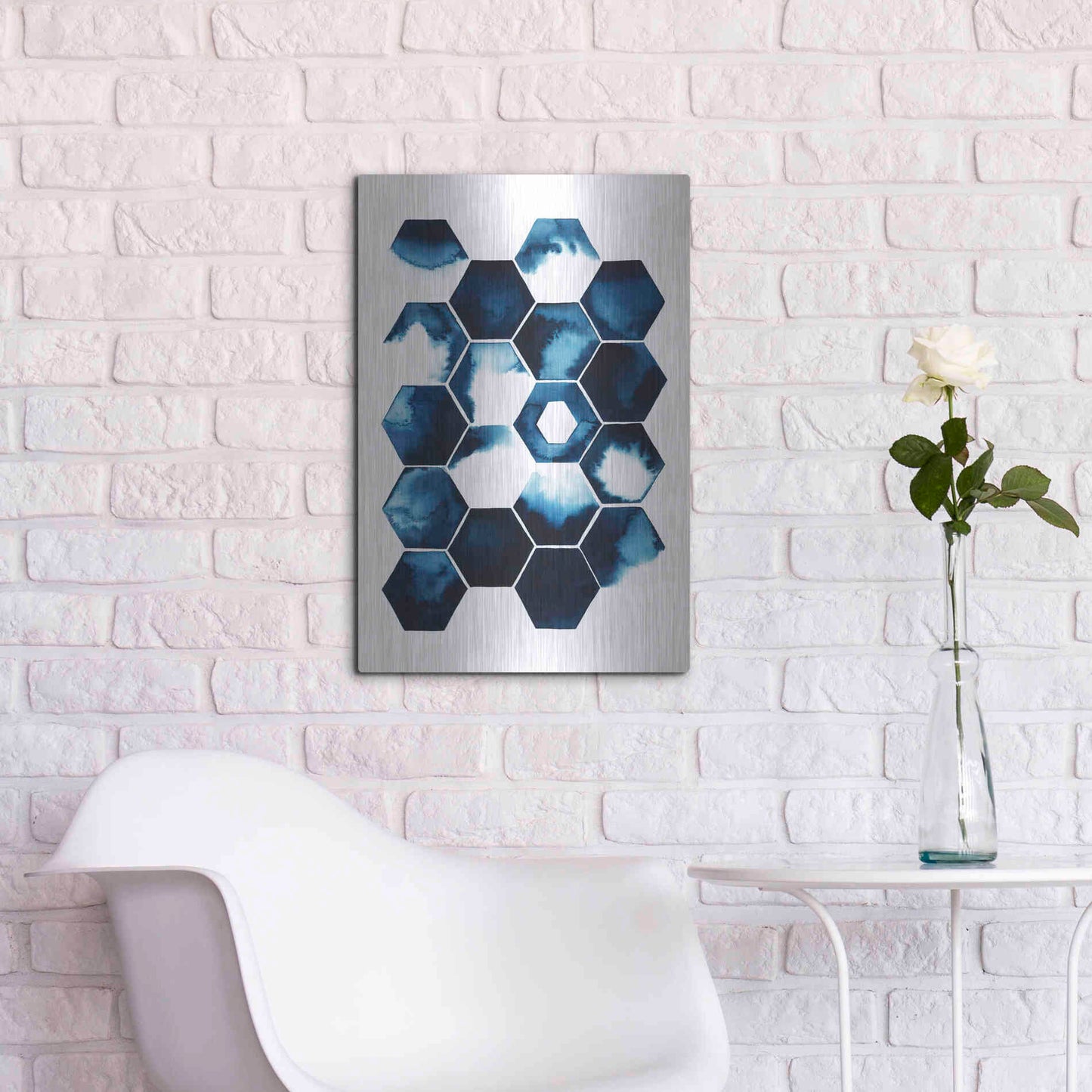 Luxe Metal Art 'Stormy Geometry I' by Grace Popp Metal Wall Art,16x24