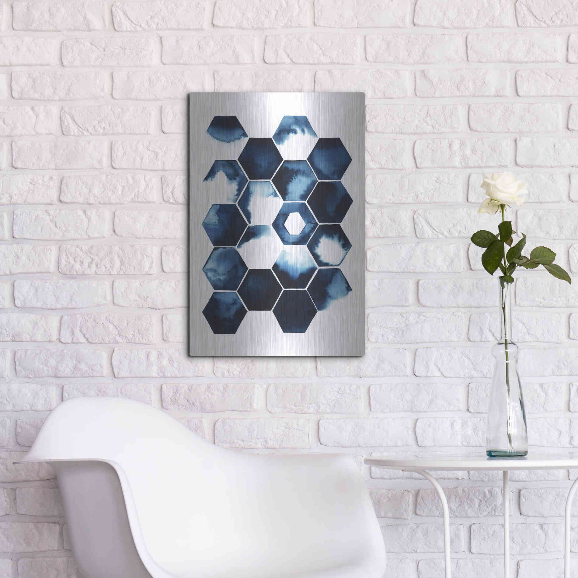 Luxe Metal Art 'Stormy Geometry I' by Grace Popp Metal Wall Art,16x24