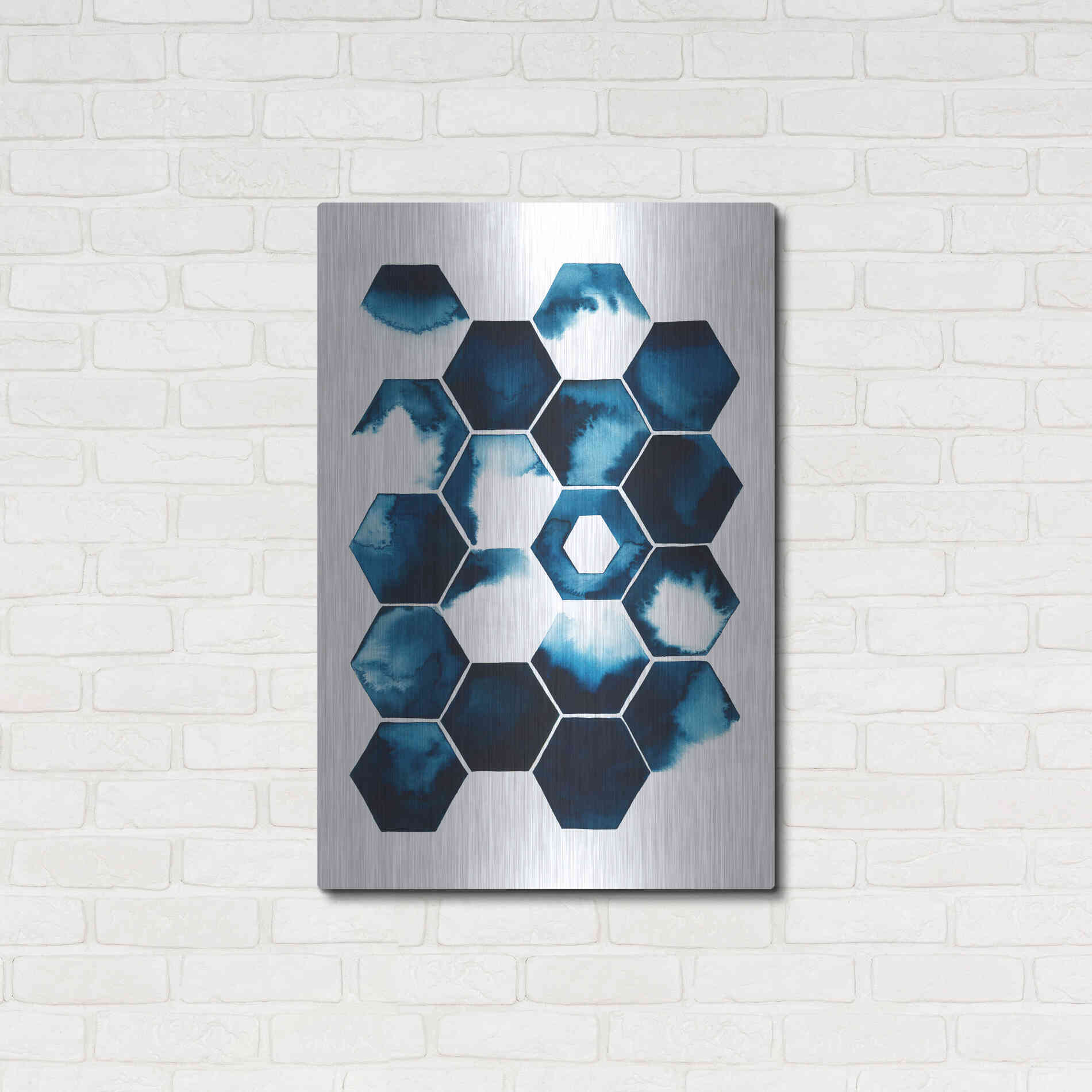Luxe Metal Art 'Stormy Geometry I' by Grace Popp Metal Wall Art,24x36