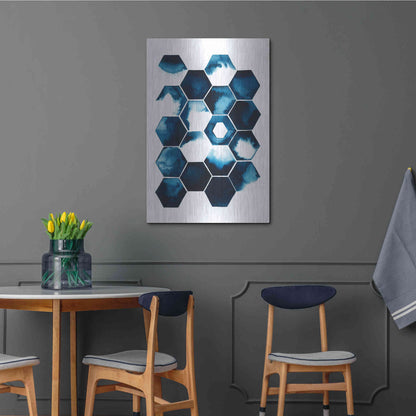 Luxe Metal Art 'Stormy Geometry I' by Grace Popp Metal Wall Art,24x36
