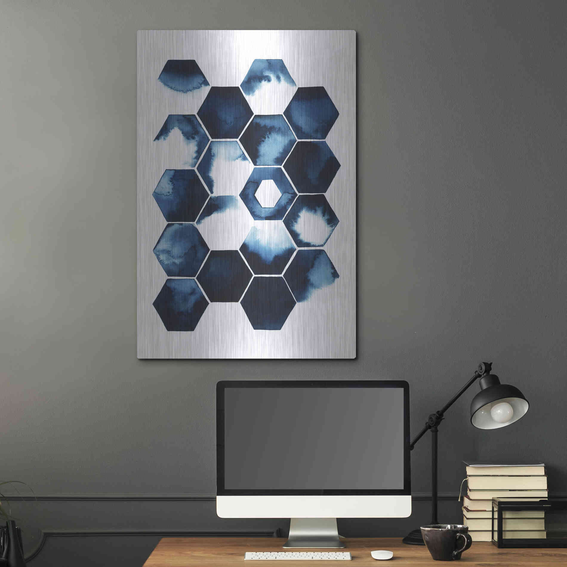 Luxe Metal Art 'Stormy Geometry I' by Grace Popp Metal Wall Art,24x36