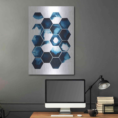 Luxe Metal Art 'Stormy Geometry I' by Grace Popp Metal Wall Art,24x36