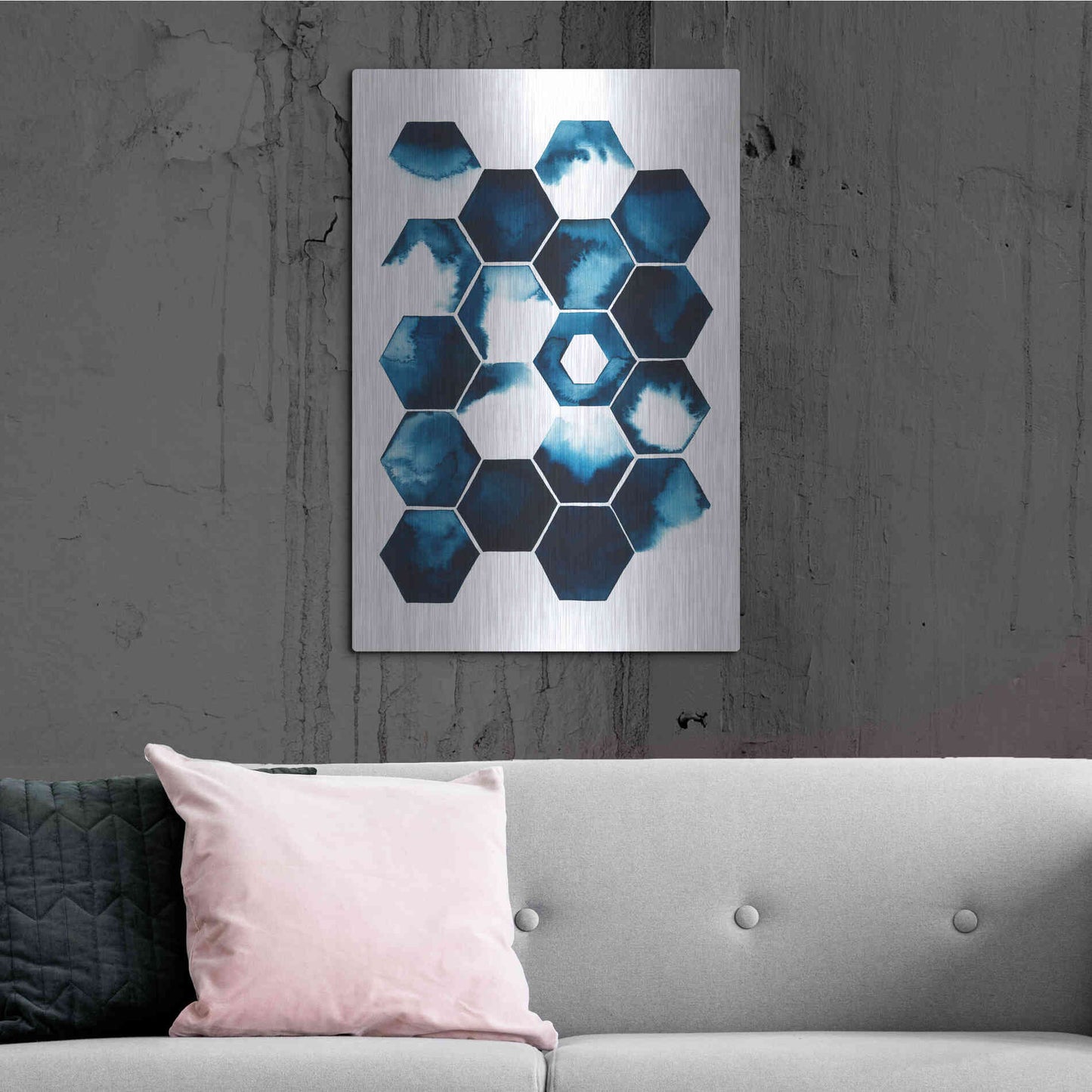 Luxe Metal Art 'Stormy Geometry I' by Grace Popp Metal Wall Art,24x36