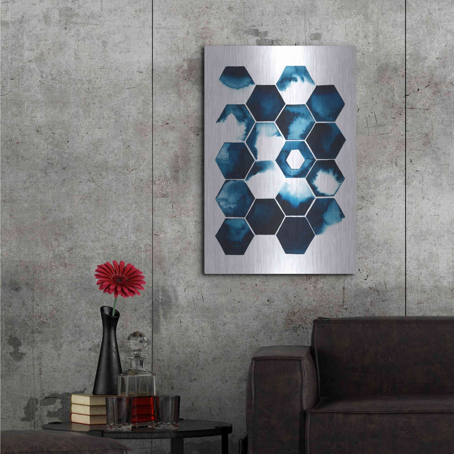 Luxe Metal Art 'Stormy Geometry I' by Grace Popp Metal Wall Art,24x36