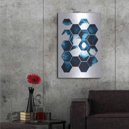 Luxe Metal Art 'Stormy Geometry I' by Grace Popp Metal Wall Art,24x36