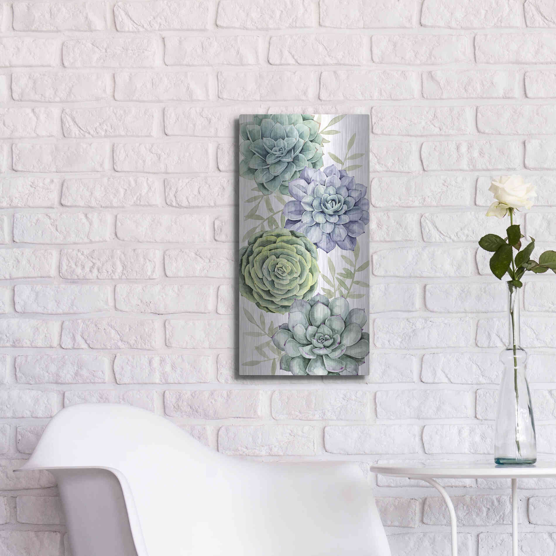 Luxe Metal Art 'Succulent Collection B' by Grace Popp Metal Wall Art,12x24