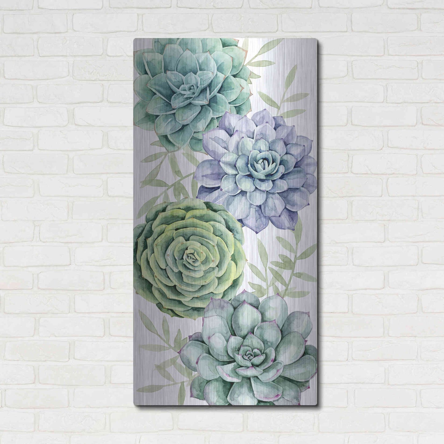 Luxe Metal Art 'Succulent Collection B' by Grace Popp Metal Wall Art,24x48