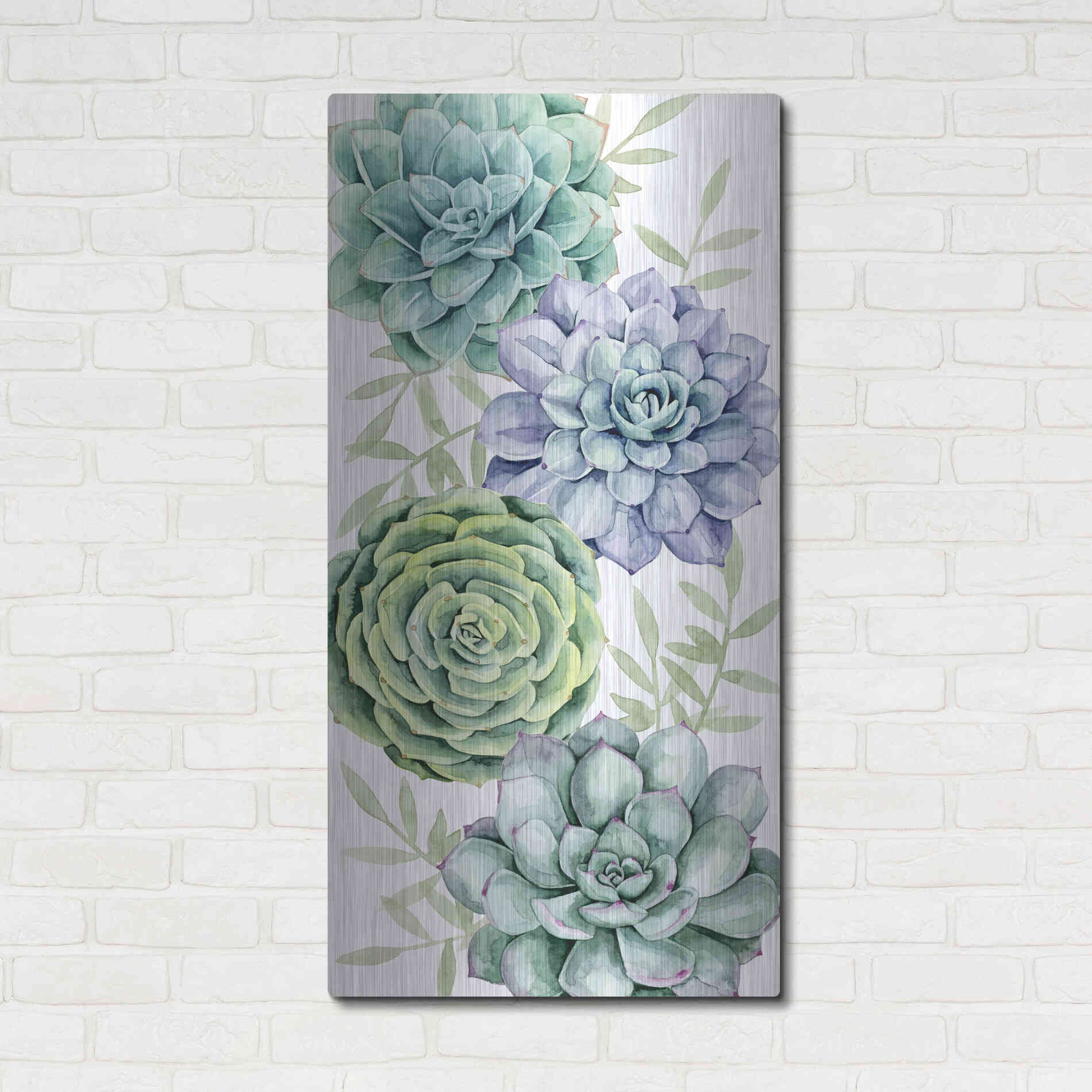 Luxe Metal Art 'Succulent Collection B' by Grace Popp Metal Wall Art,24x48