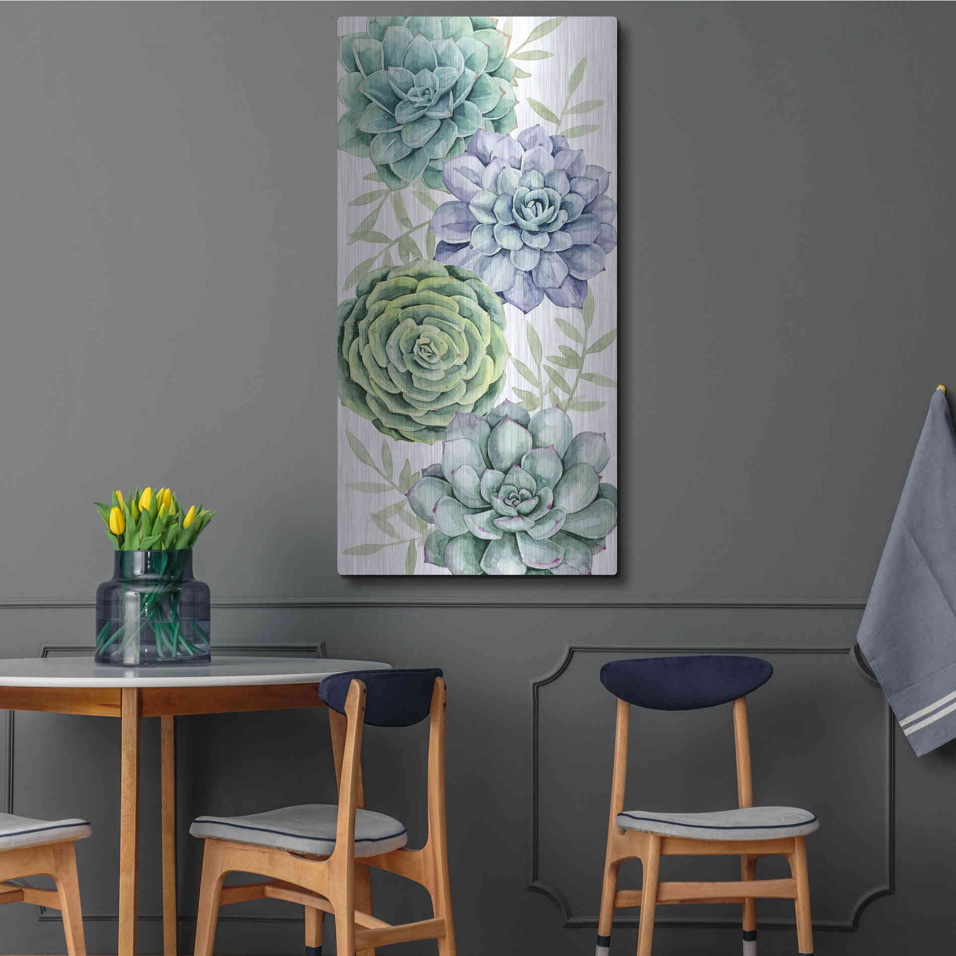 Luxe Metal Art 'Succulent Collection B' by Grace Popp Metal Wall Art,24x48