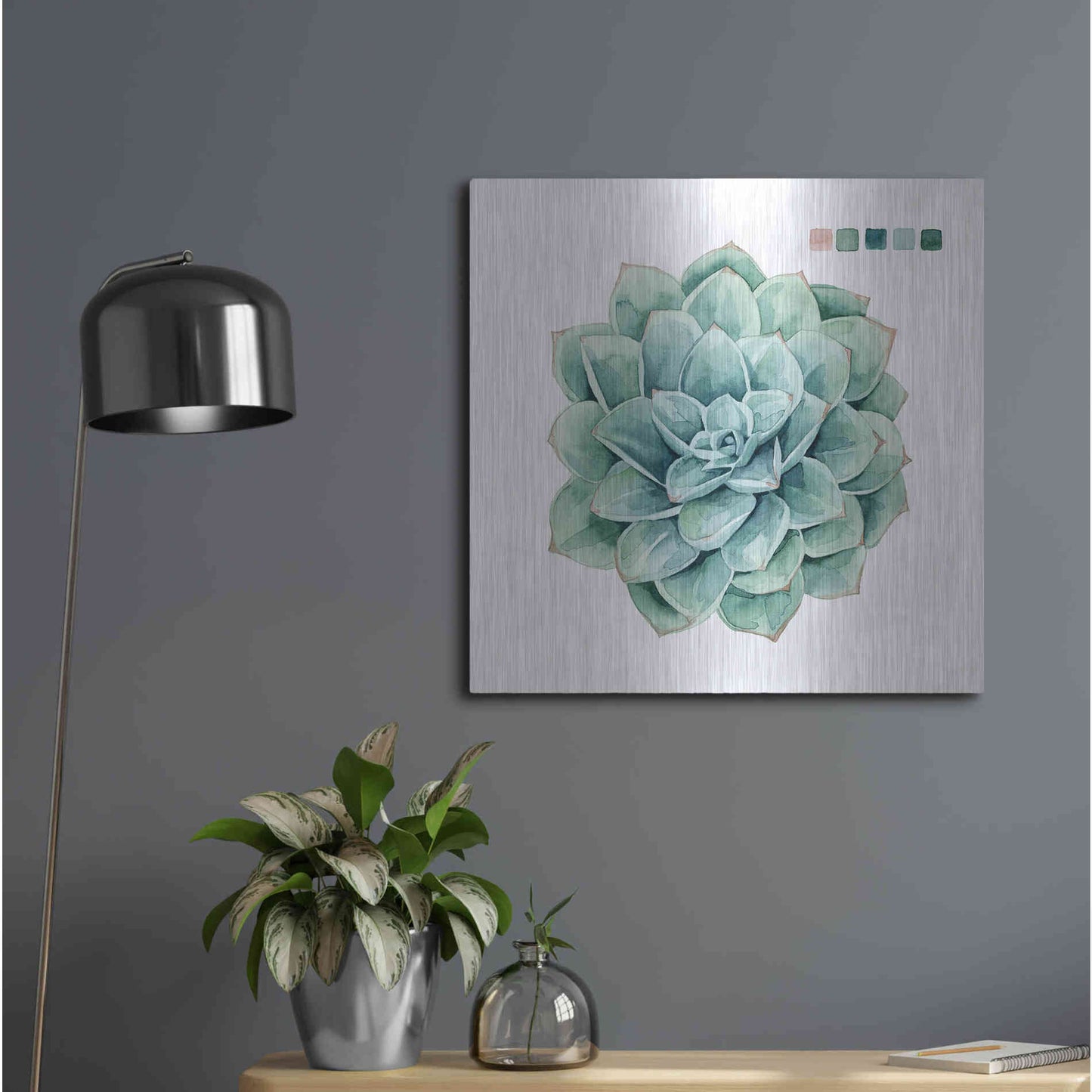 Luxe Metal Art 'Succulent I' by Grace Popp Metal Wall Art,24x24