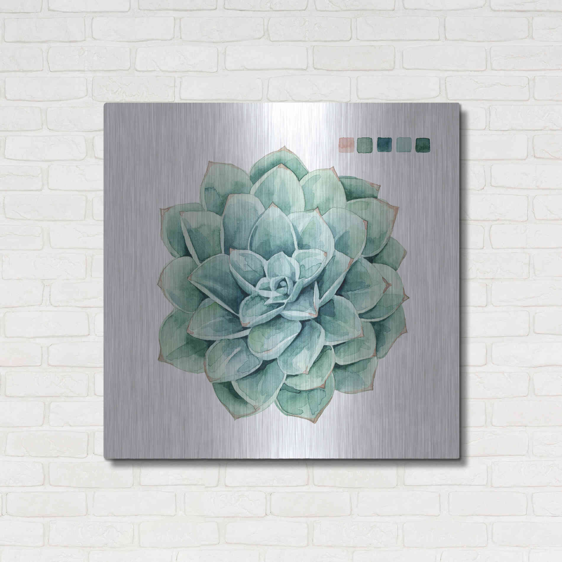 Luxe Metal Art 'Succulent I' by Grace Popp Metal Wall Art,36x36