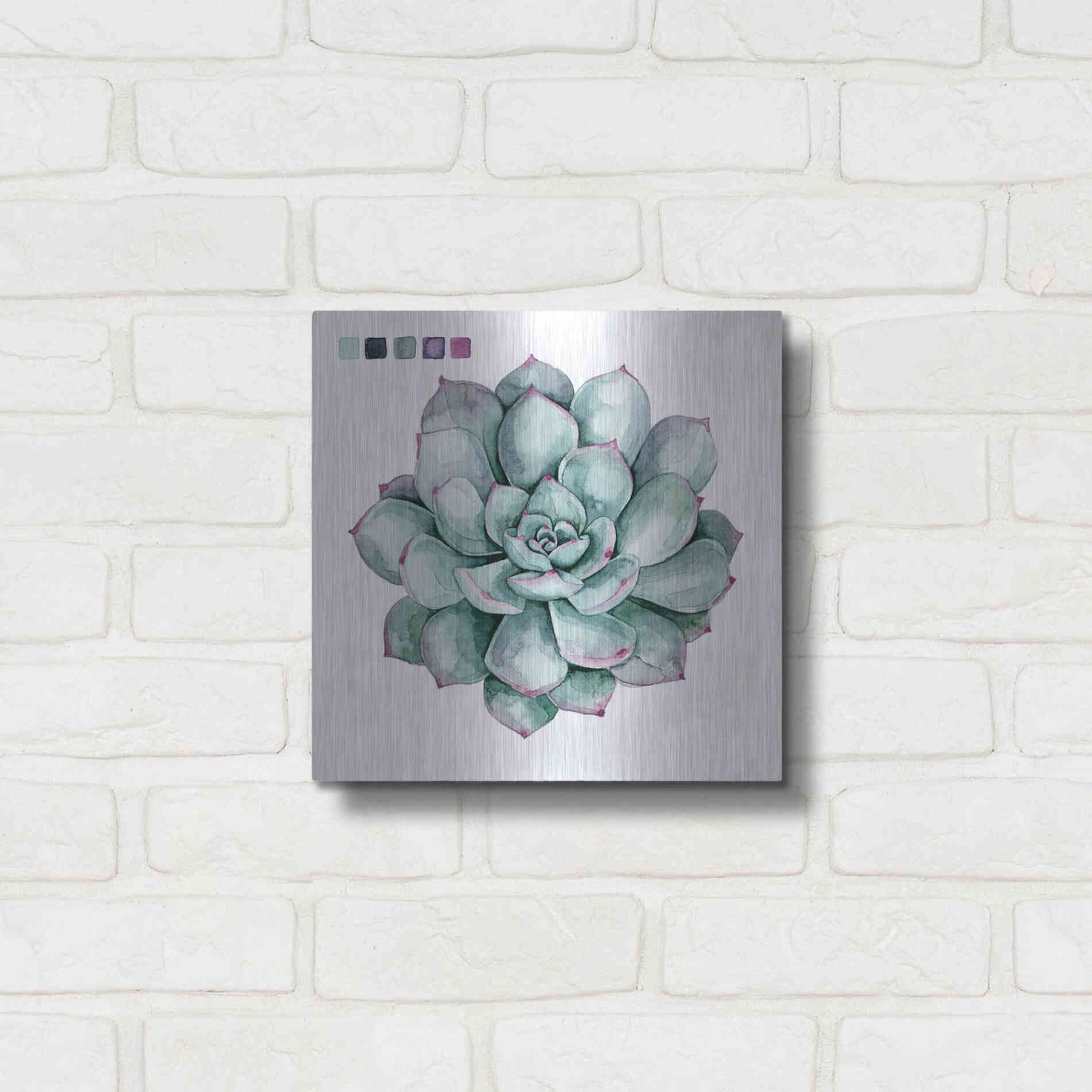 Luxe Metal Art 'Succulent II' by Grace Popp Metal Wall Art,12x12