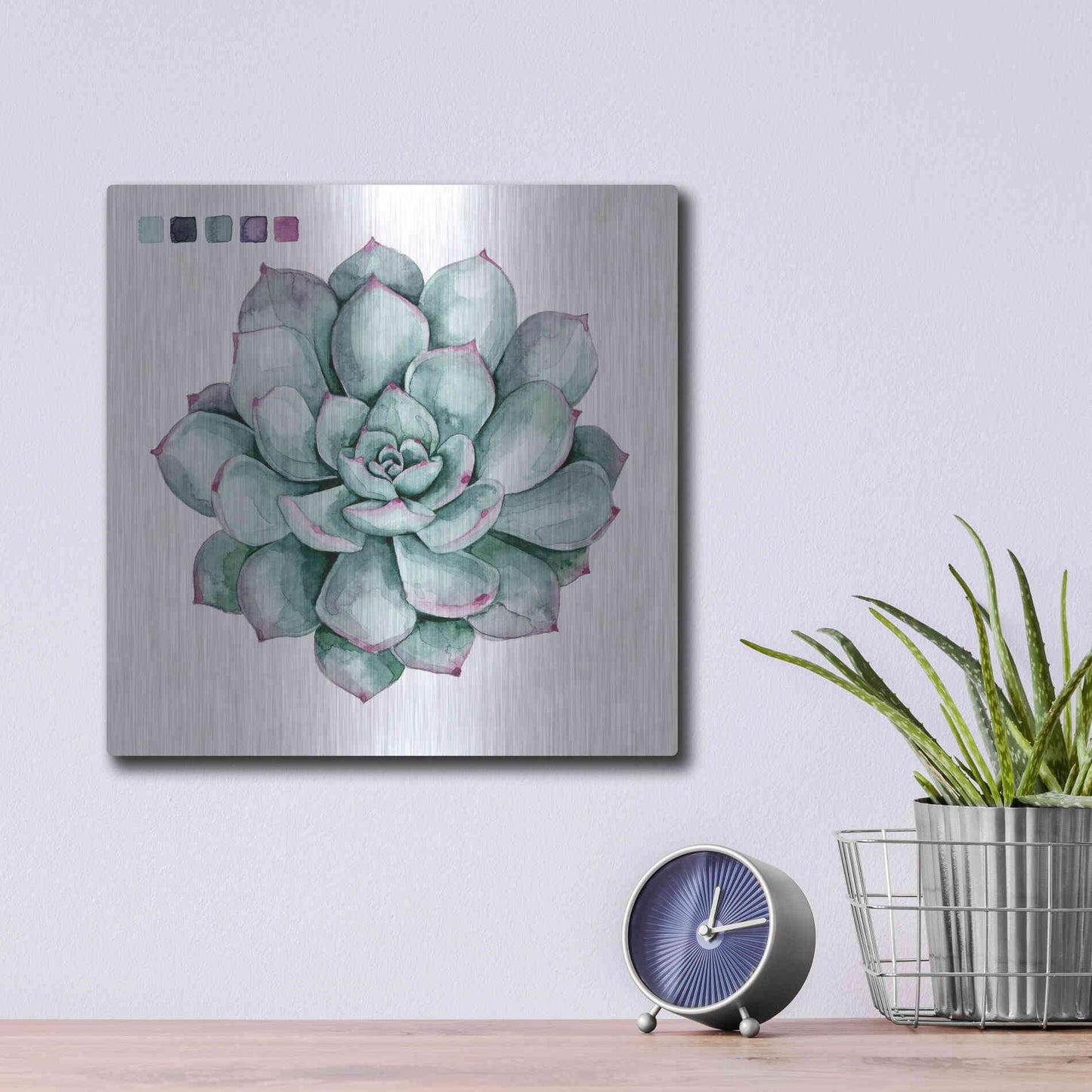 Luxe Metal Art 'Succulent II' by Grace Popp Metal Wall Art,12x12