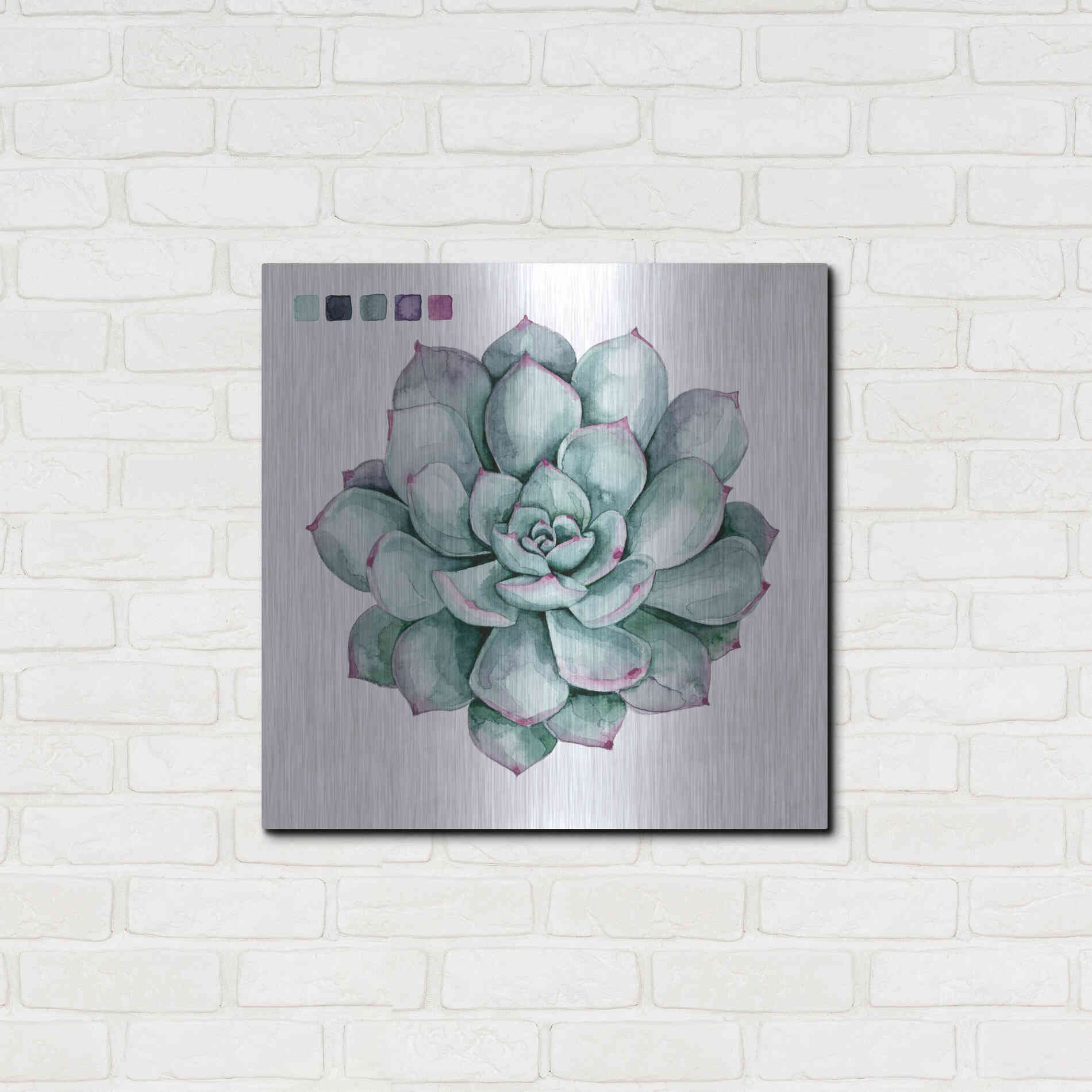 Luxe Metal Art 'Succulent II' by Grace Popp Metal Wall Art,24x24