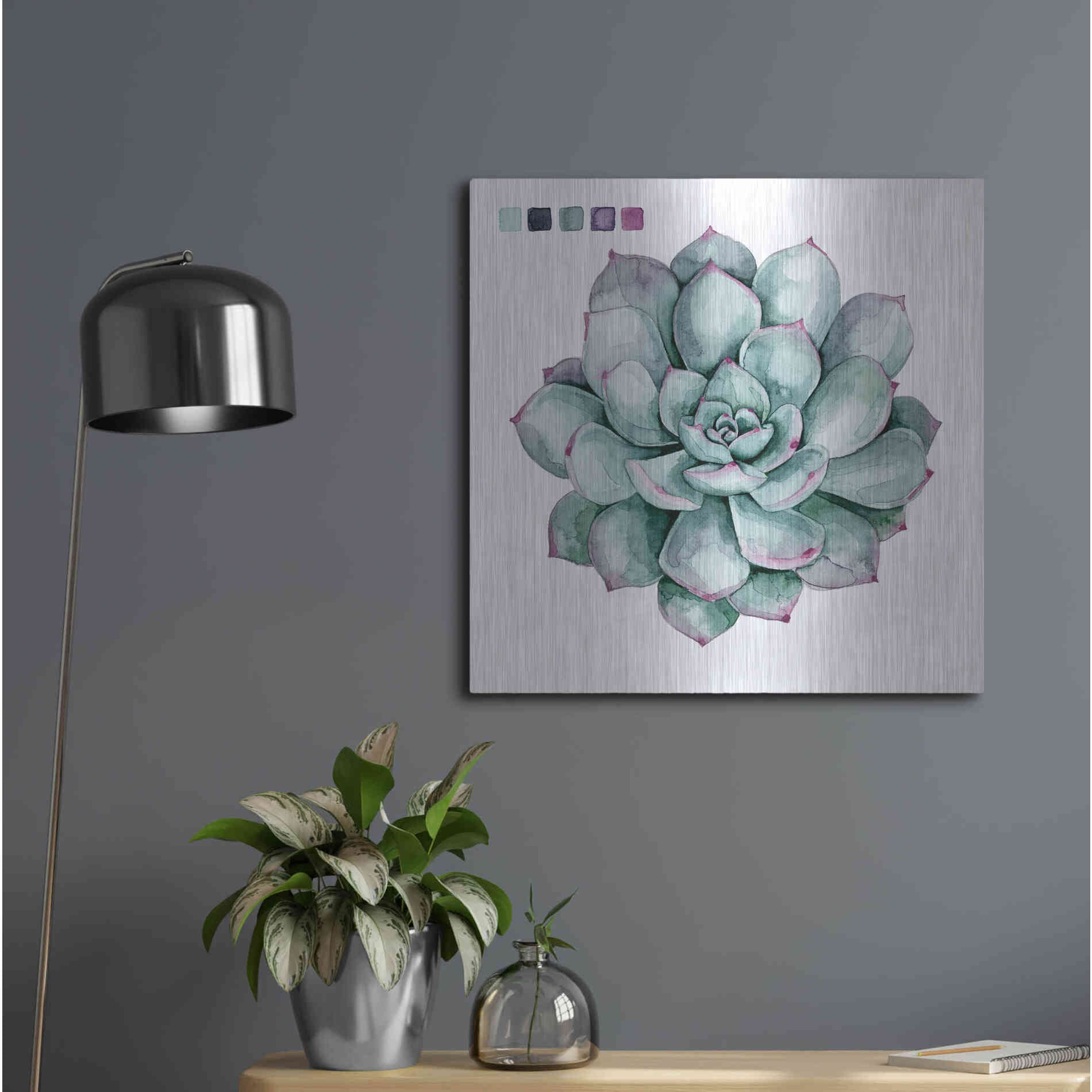 Luxe Metal Art 'Succulent II' by Grace Popp Metal Wall Art,24x24