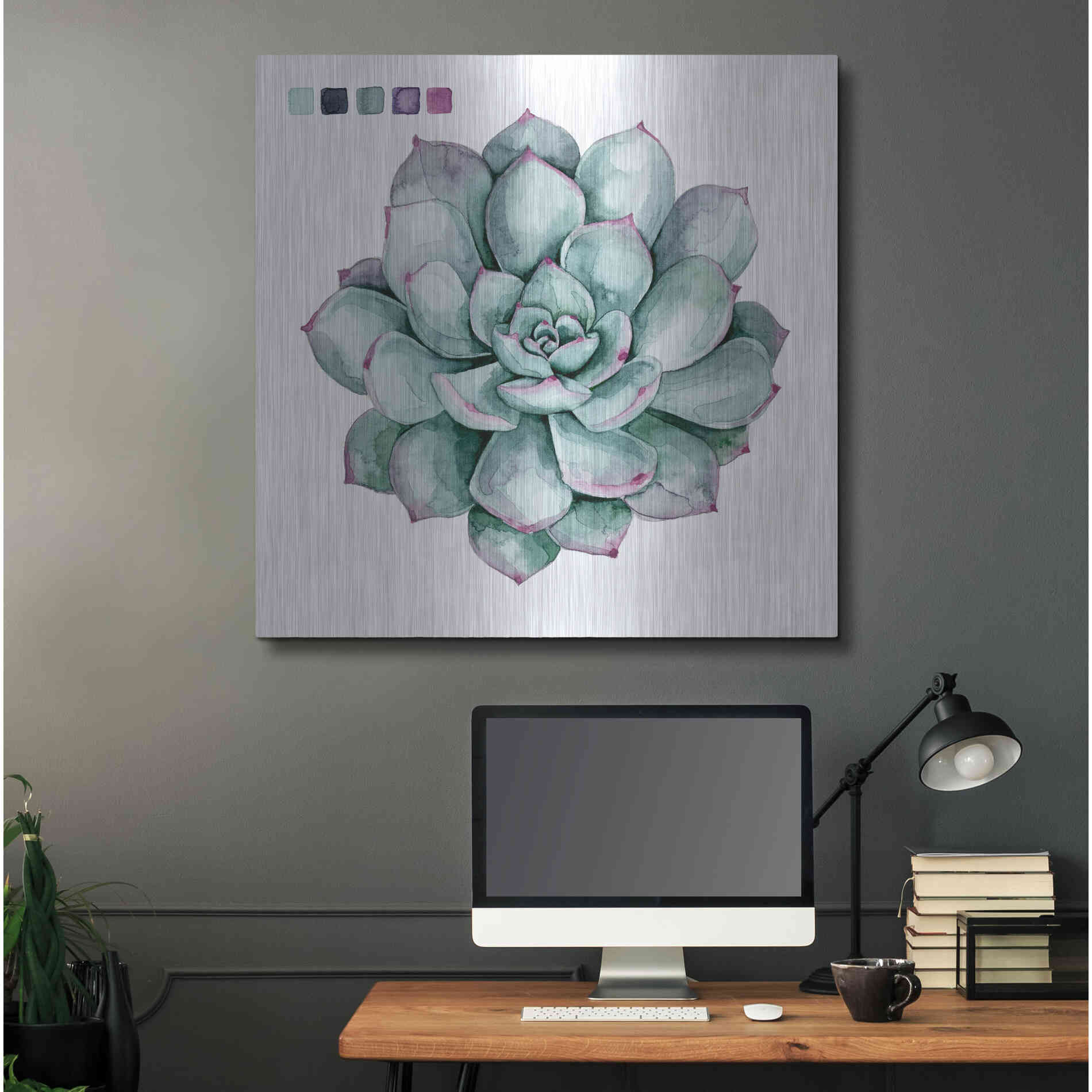 Luxe Metal Art 'Succulent II' by Grace Popp Metal Wall Art,36x36