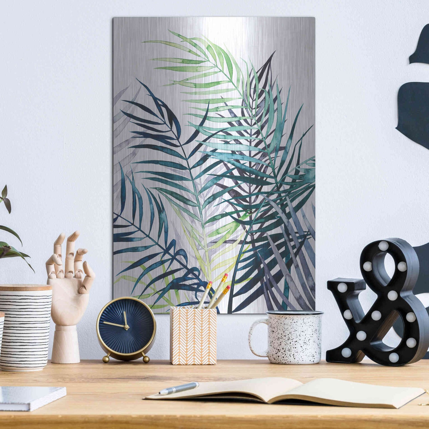 Luxe Metal Art 'Twilight Palms I' by Grace Popp Metal Wall Art,12x16