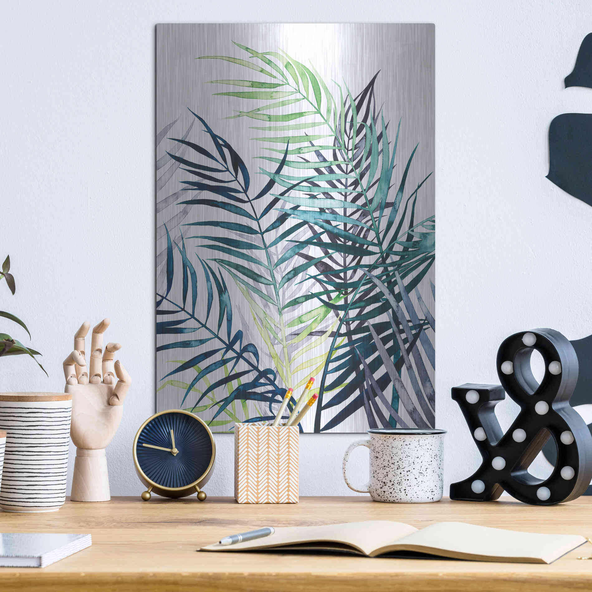 Luxe Metal Art 'Twilight Palms I' by Grace Popp Metal Wall Art,12x16