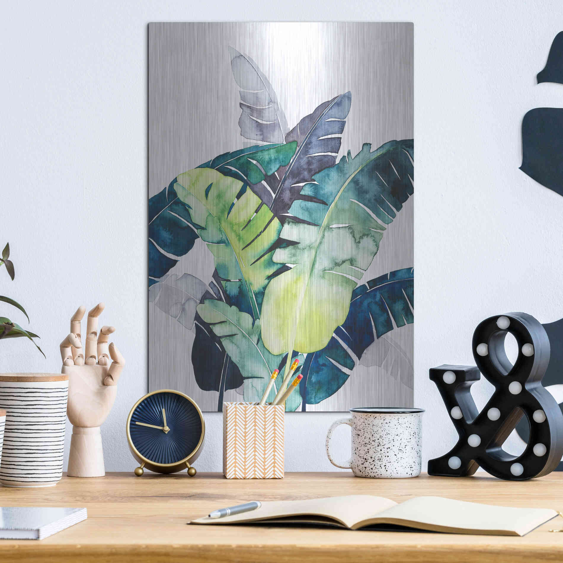 Luxe Metal Art 'Twilight Palms II' by Grace Popp Metal Wall Art,12x16