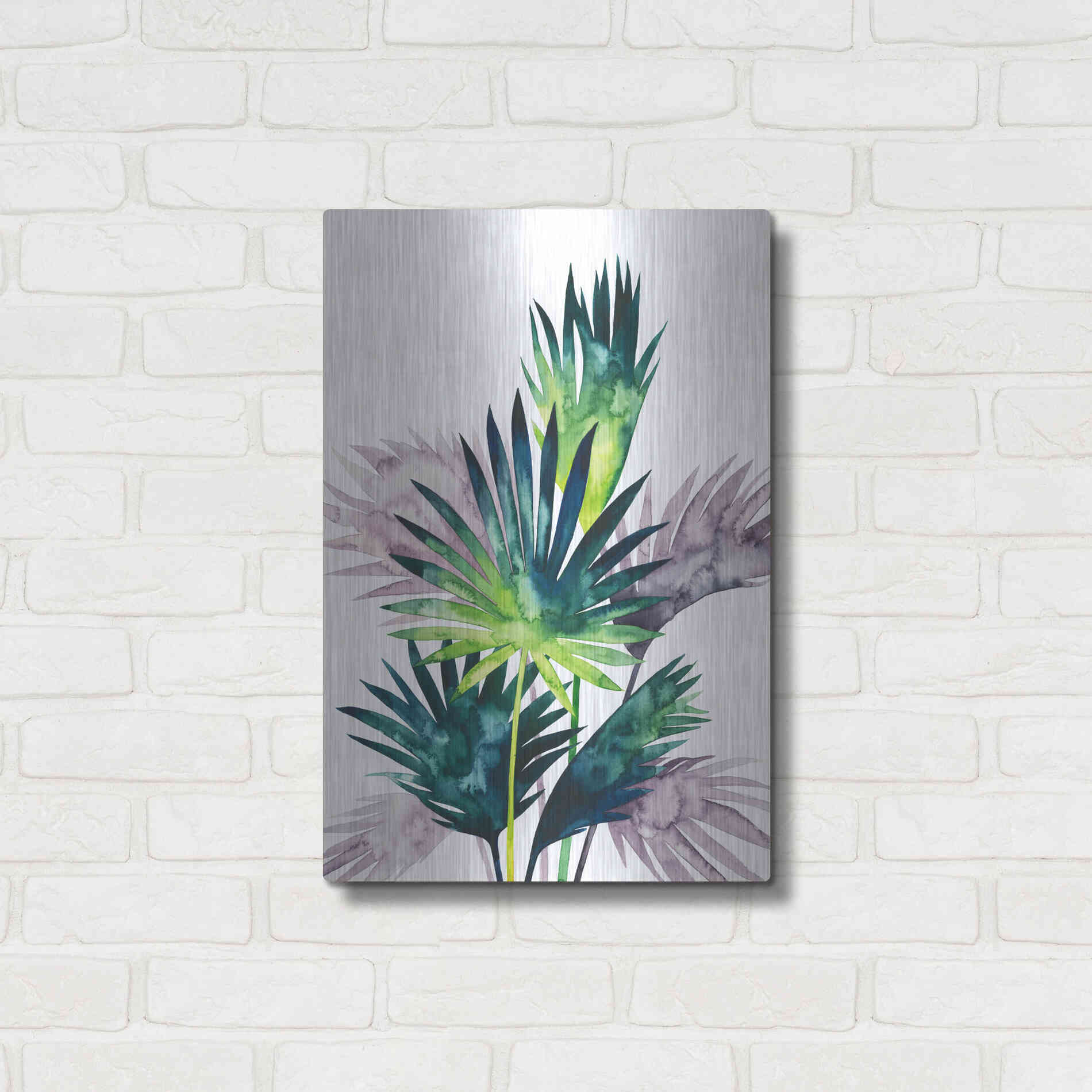 Luxe Metal Art 'Twilight Palms III' by Grace Popp Metal Wall Art,16x24