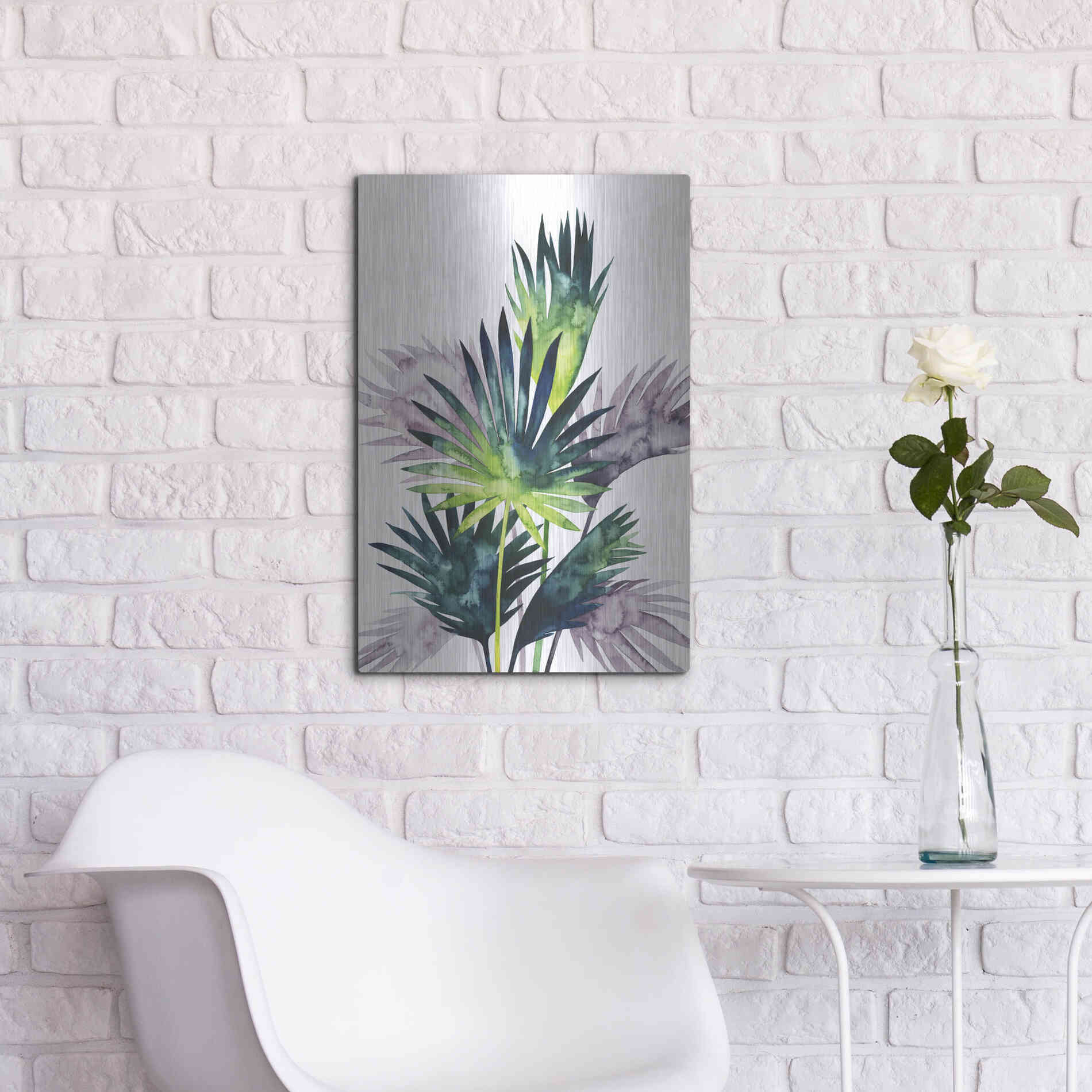 Luxe Metal Art 'Twilight Palms III' by Grace Popp Metal Wall Art,16x24