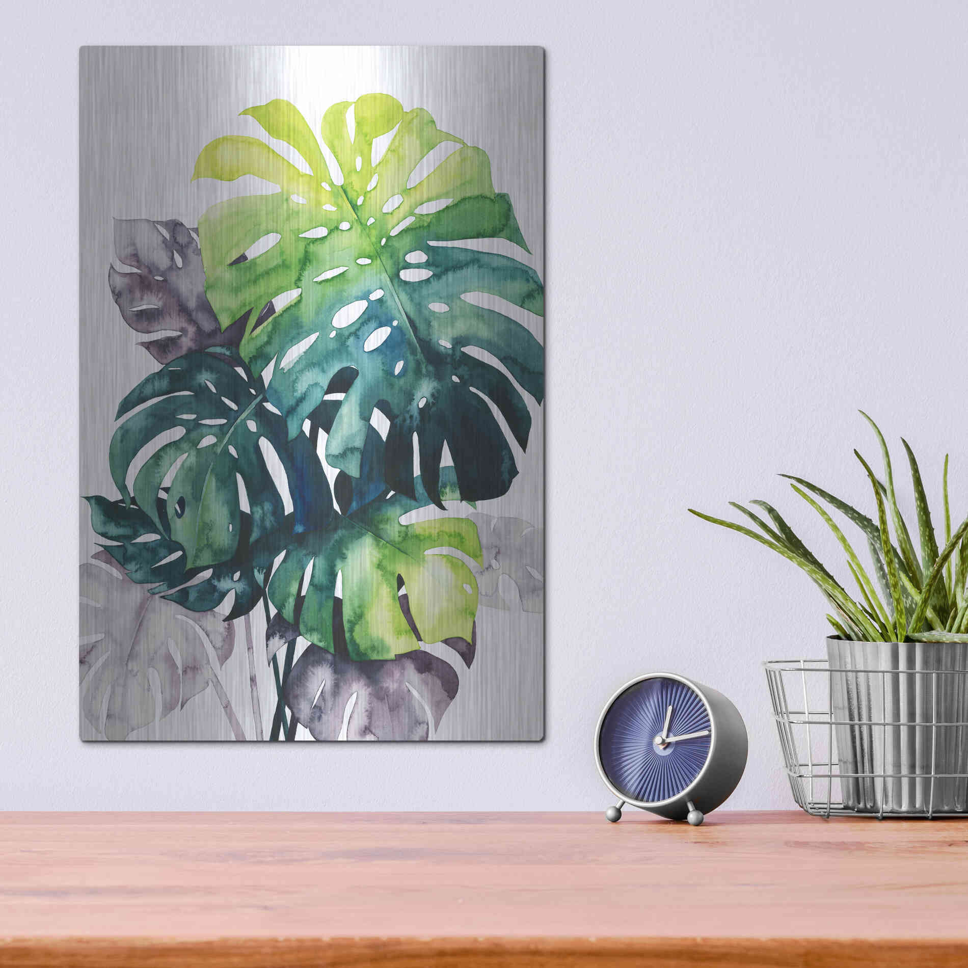 Luxe Metal Art 'Twilight Palms IV' by Grace Popp Metal Wall Art,12x16