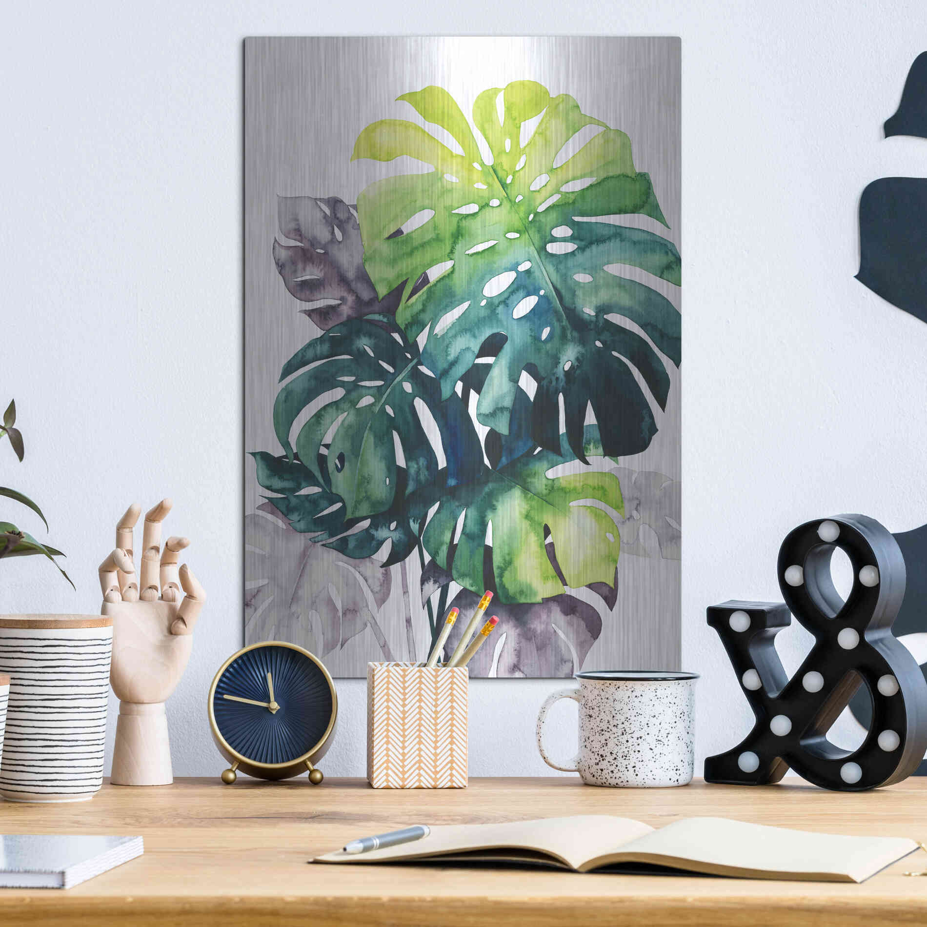 Luxe Metal Art 'Twilight Palms IV' by Grace Popp Metal Wall Art,12x16