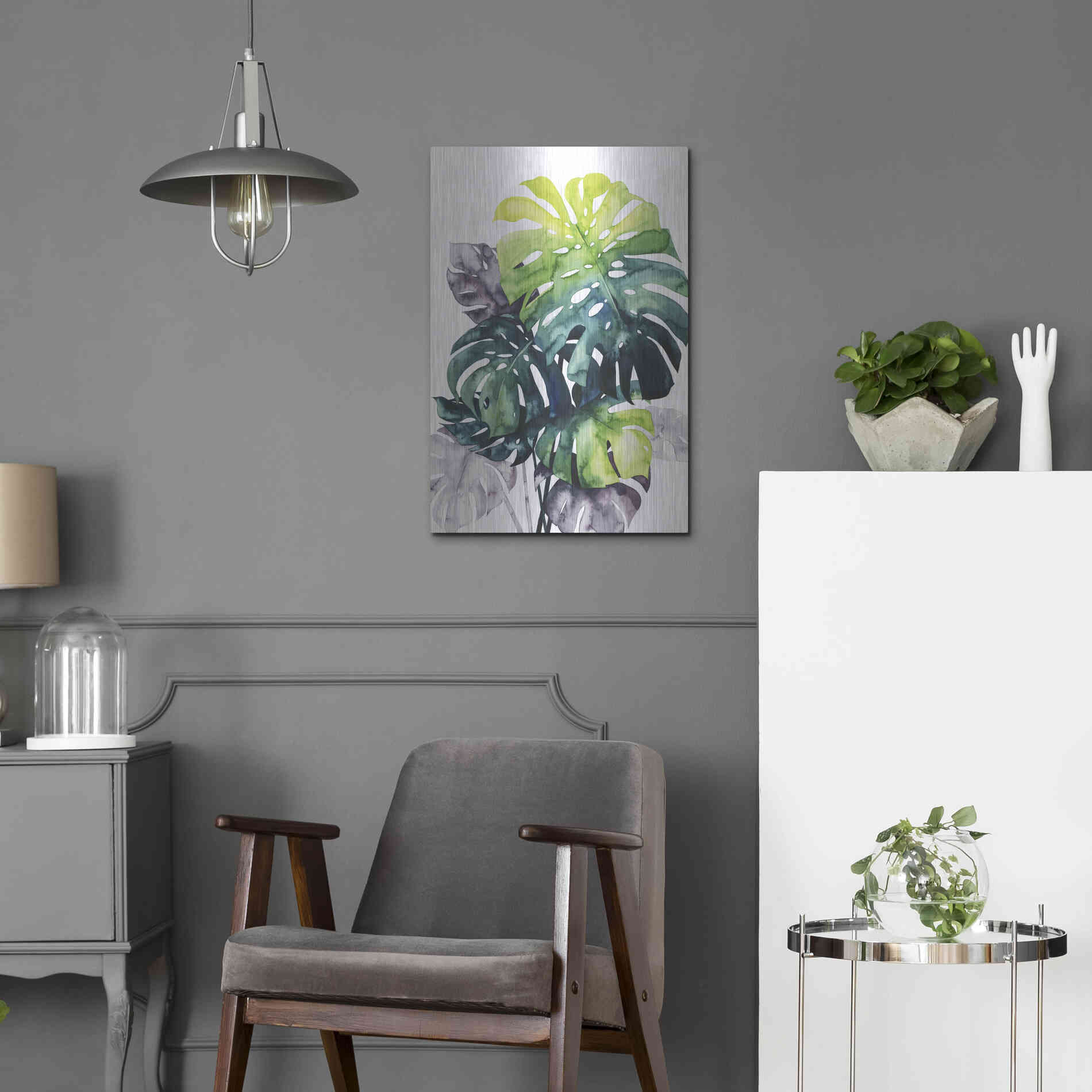 Luxe Metal Art 'Twilight Palms IV' by Grace Popp Metal Wall Art,16x24