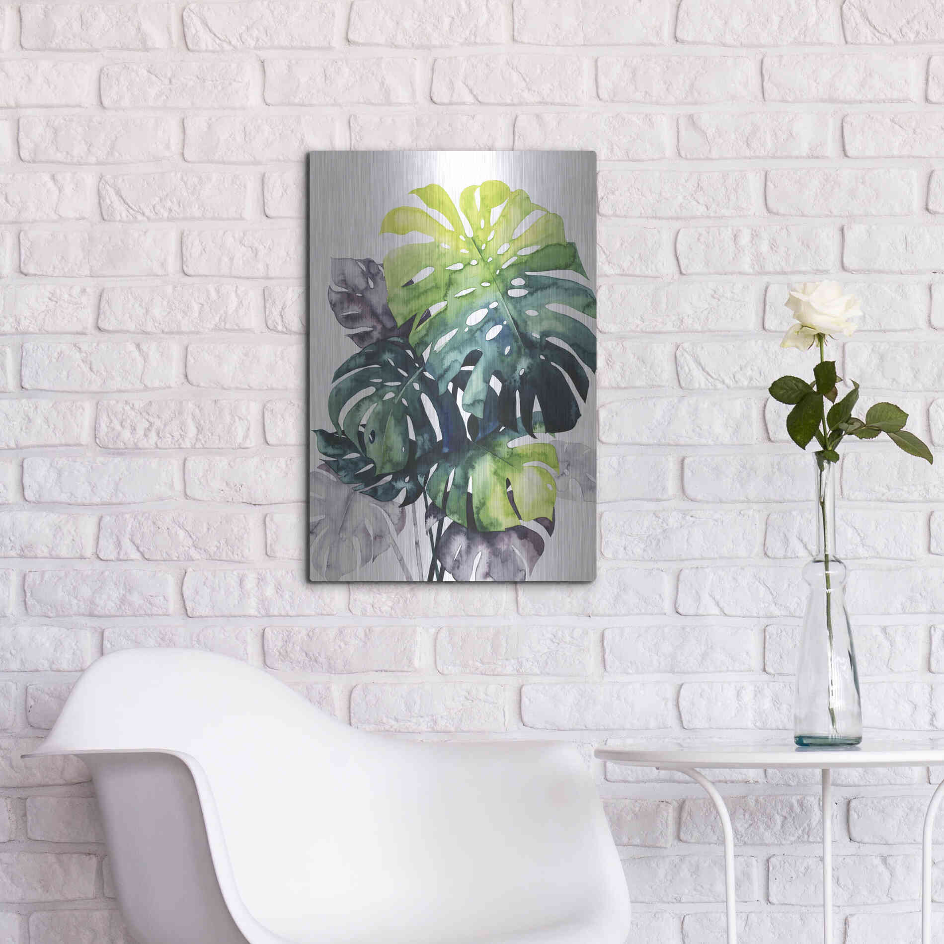 Luxe Metal Art 'Twilight Palms IV' by Grace Popp Metal Wall Art,16x24