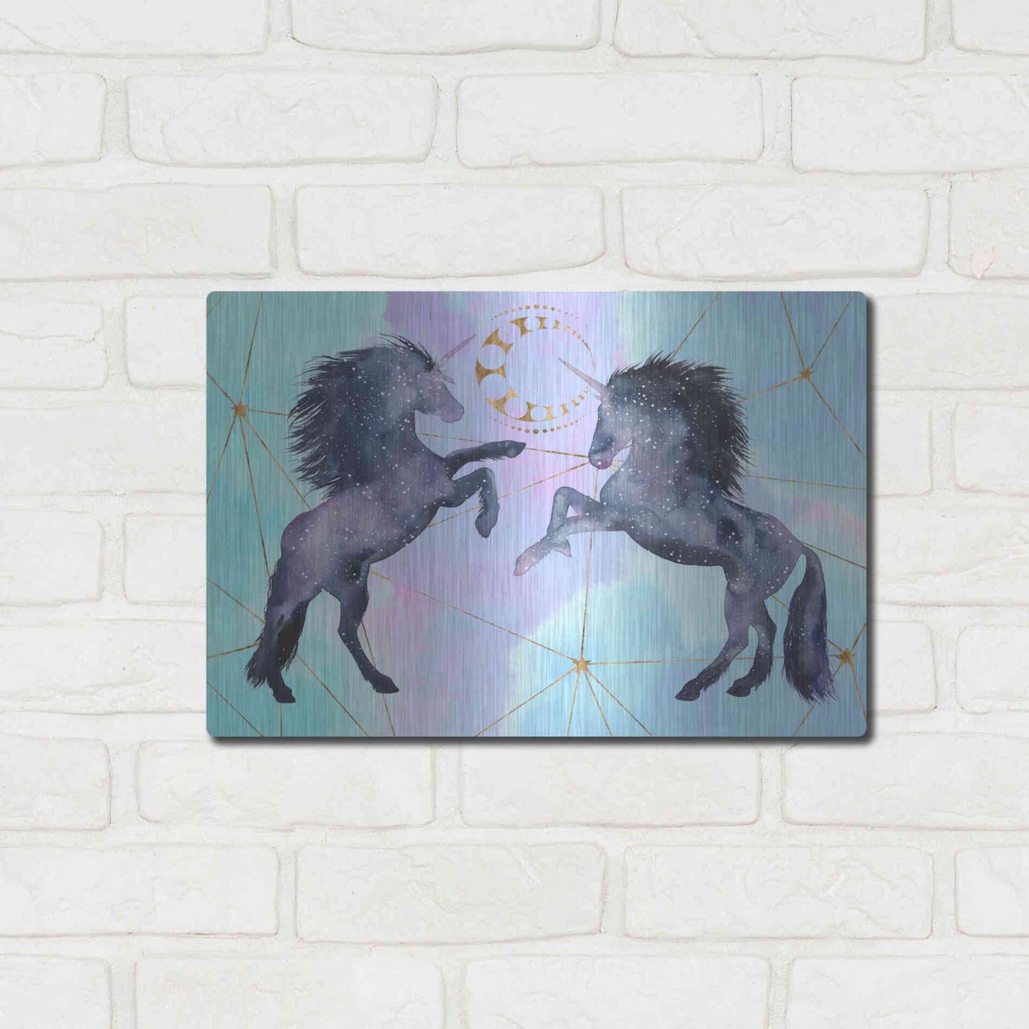 Luxe Metal Art 'Unicorn Universe Collection A' by Grace Popp Metal Wall Art,16x12