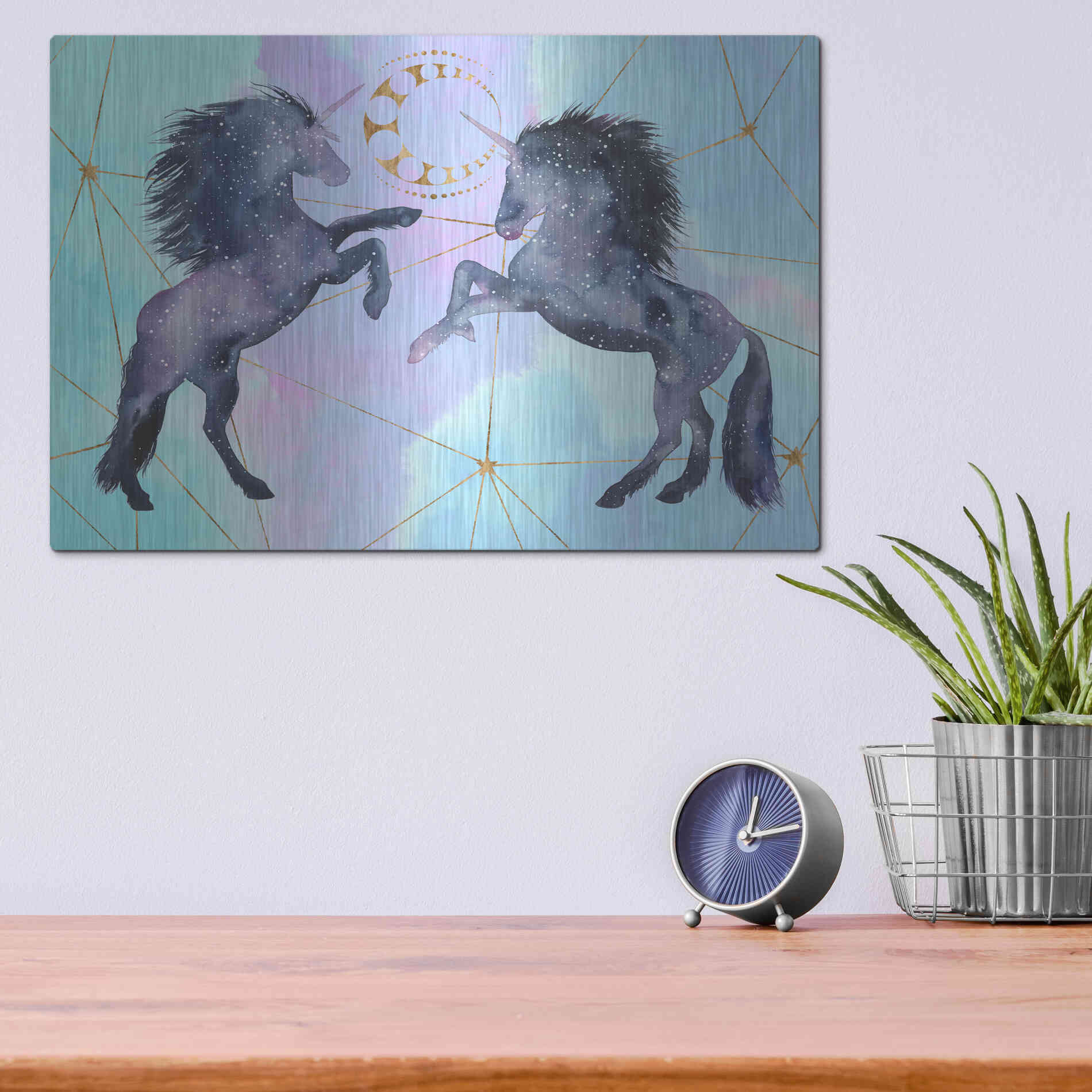 Luxe Metal Art 'Unicorn Universe Collection A' by Grace Popp Metal Wall Art,16x12