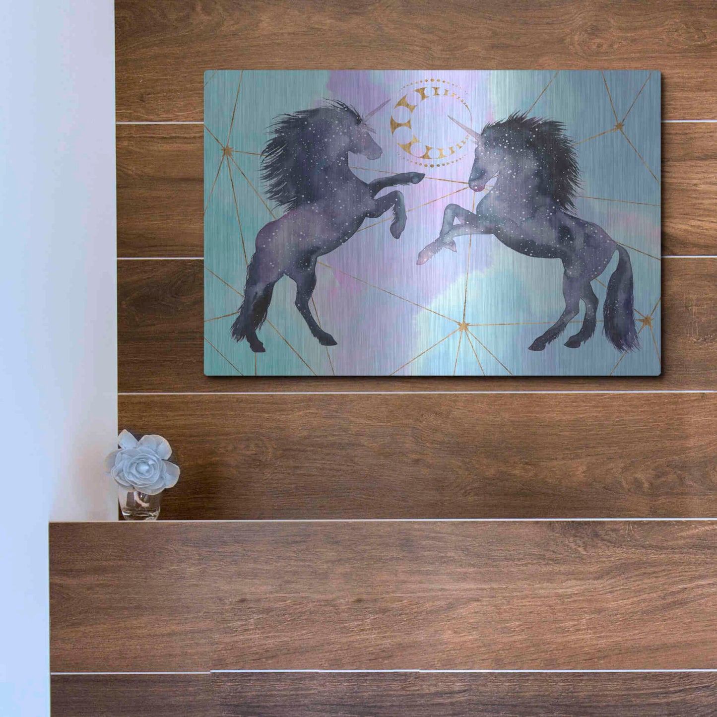 Luxe Metal Art 'Unicorn Universe Collection A' by Grace Popp Metal Wall Art,16x12